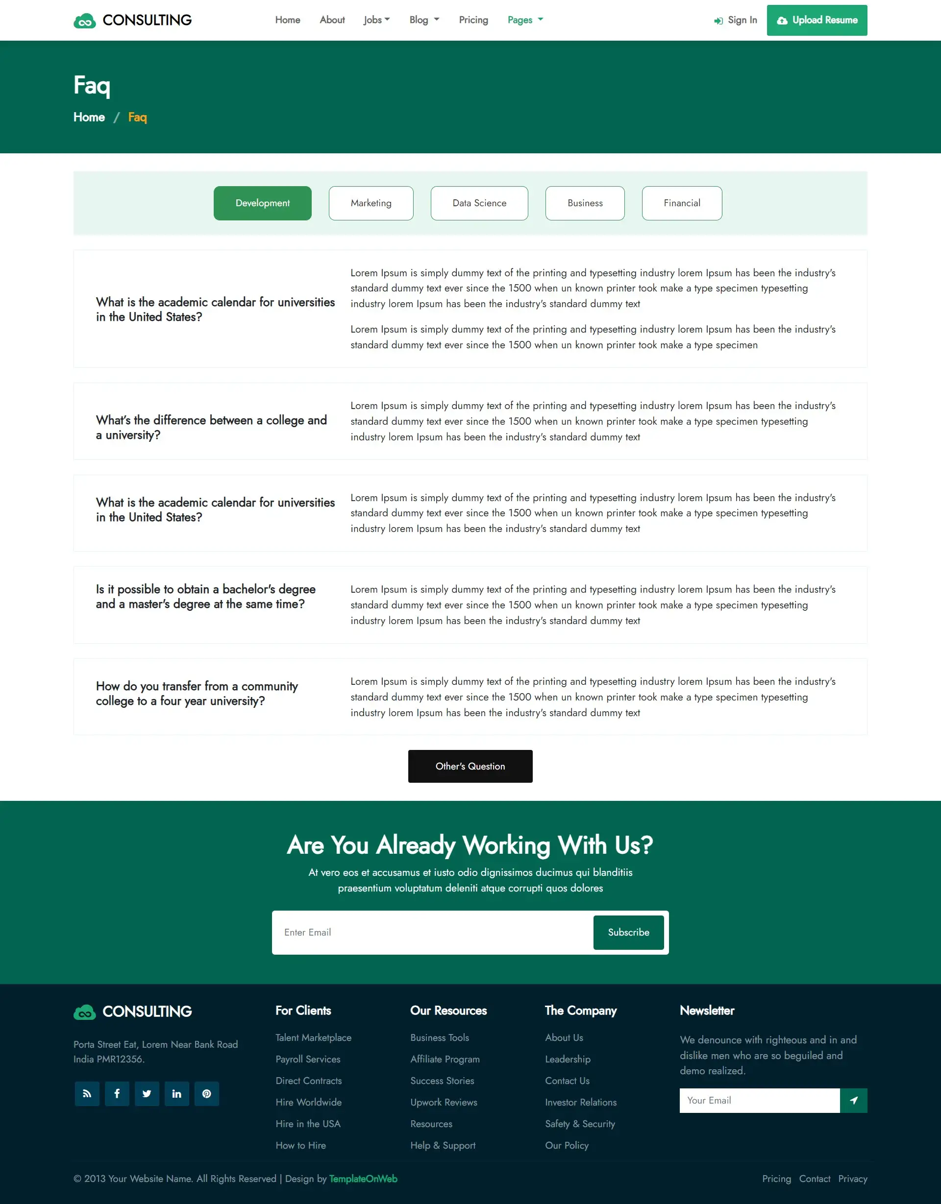 Computer consultancy faqs page