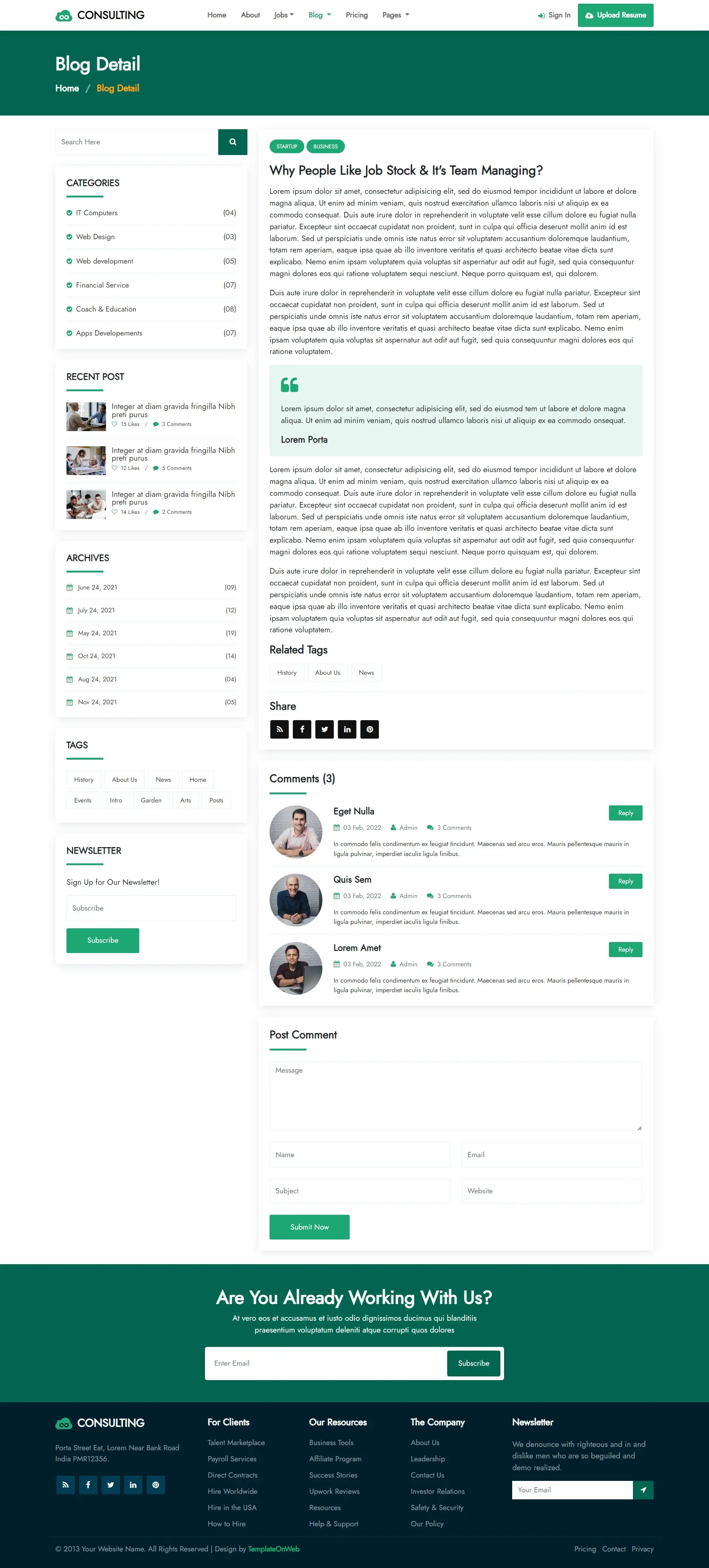 Computing consultancy blog details page html
