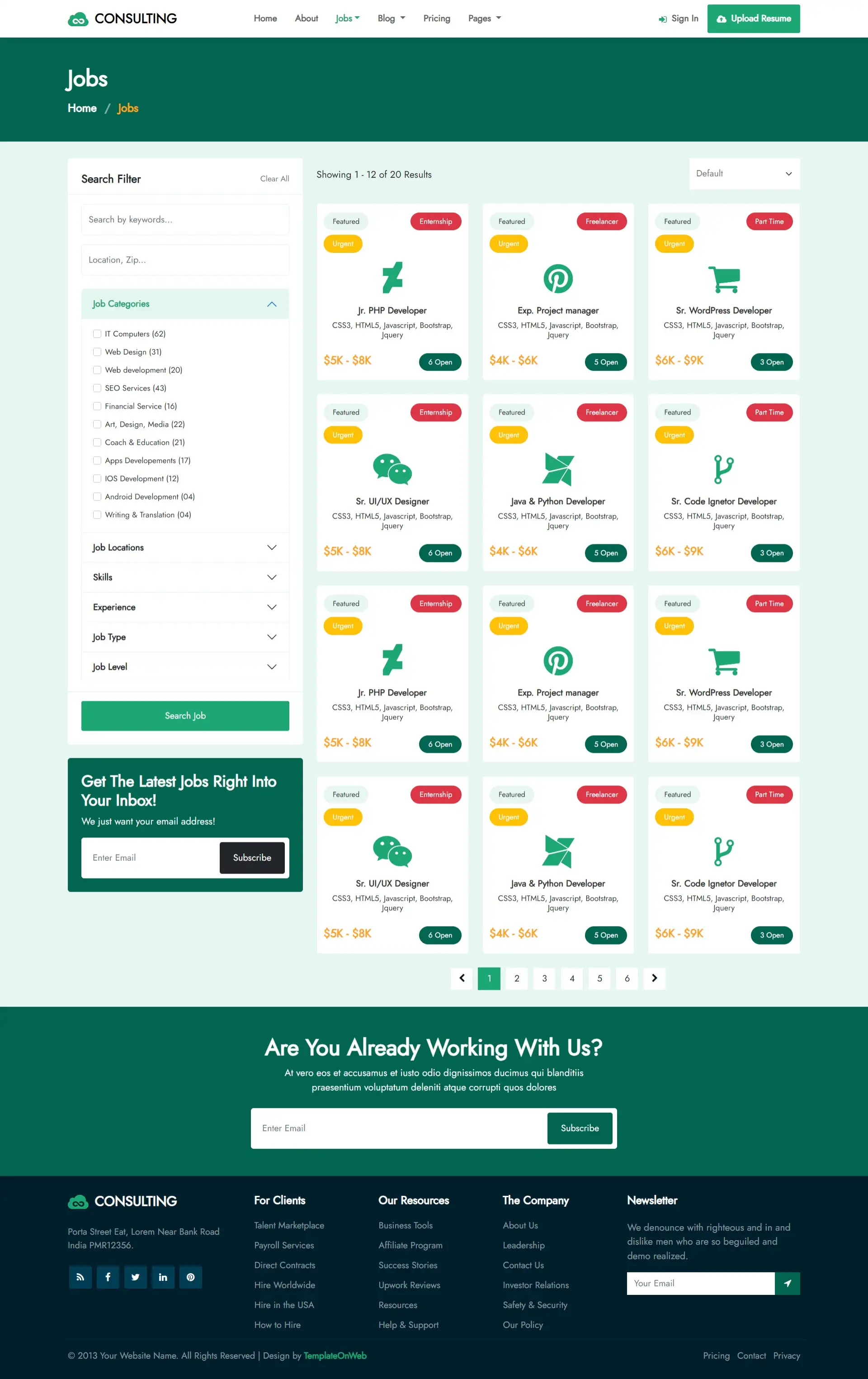 Information technology jobs responsive page
