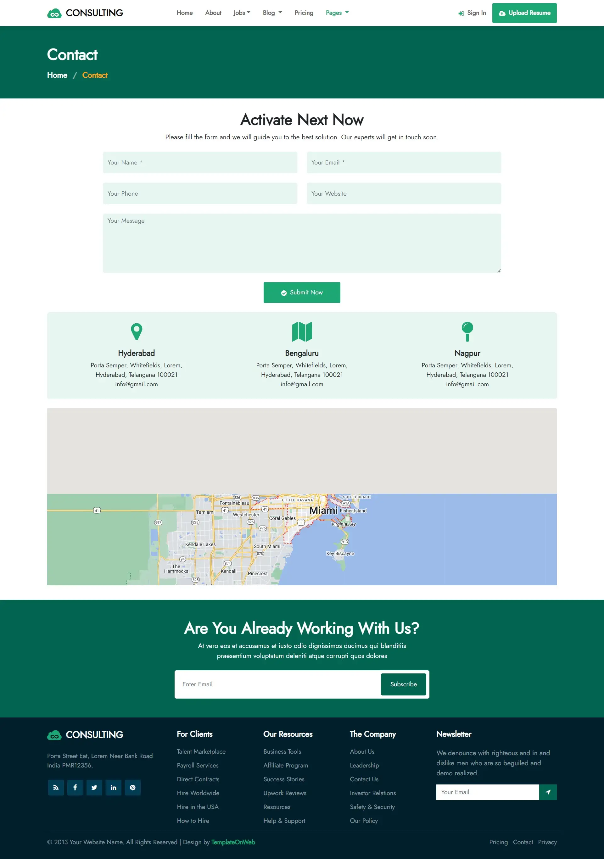 Technology consulting contact form