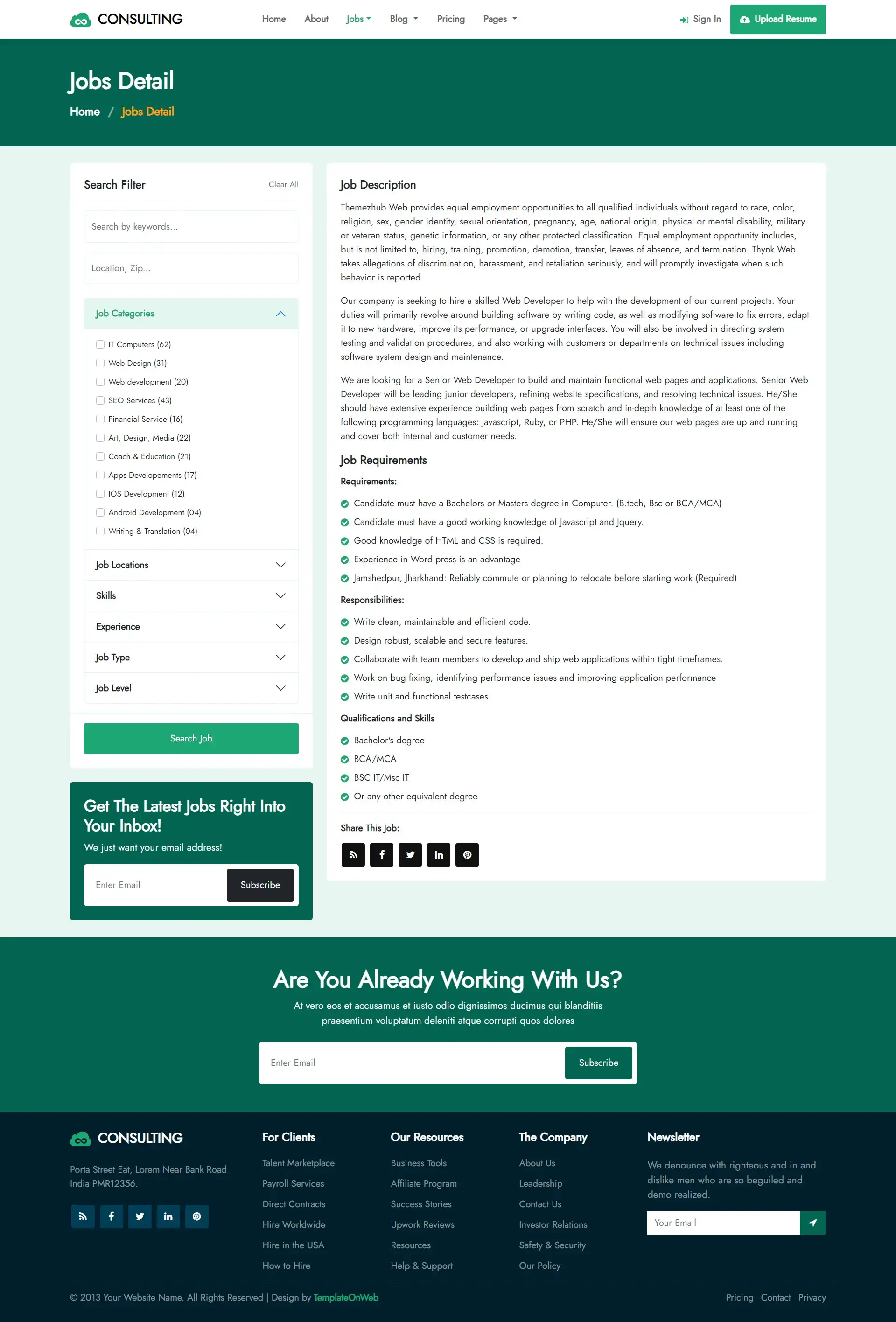 IT technology job details bootstrap5
