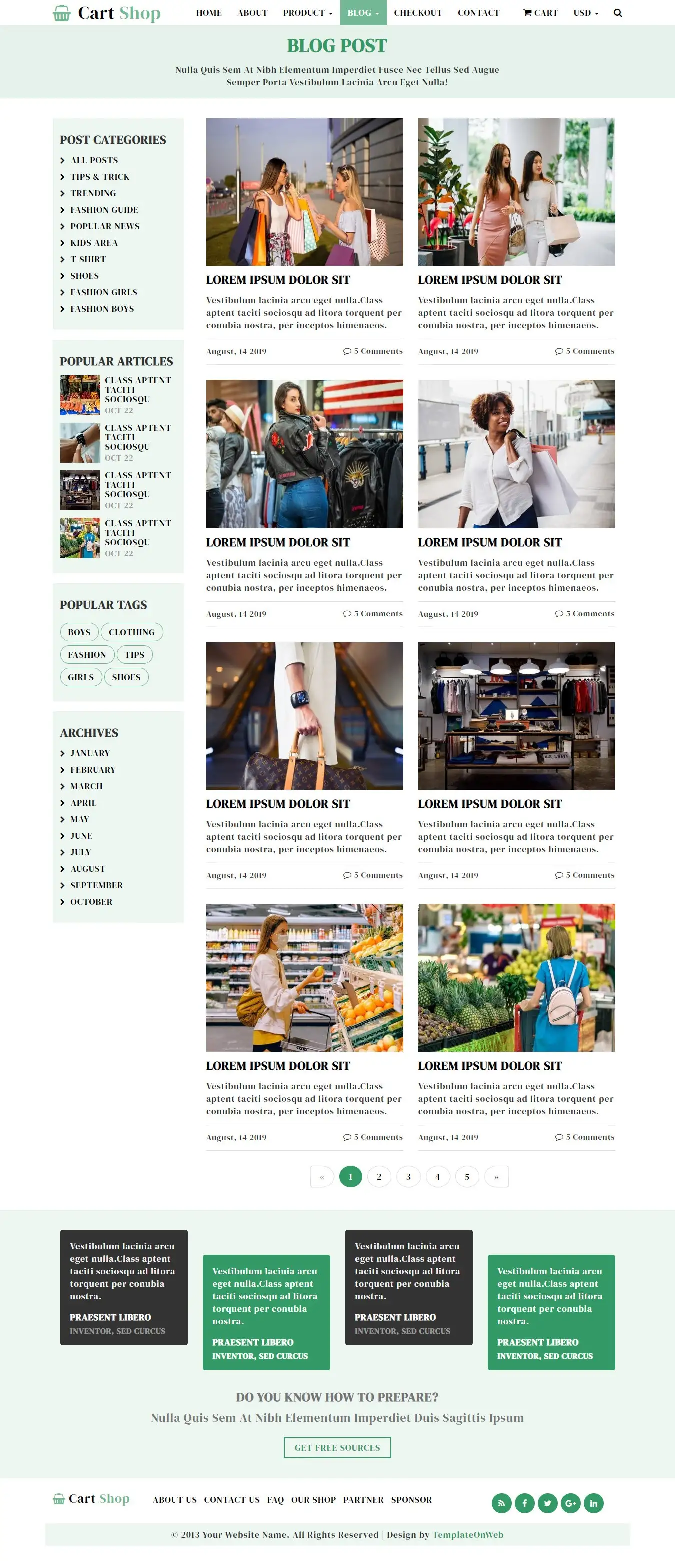 Products and company blogs listing