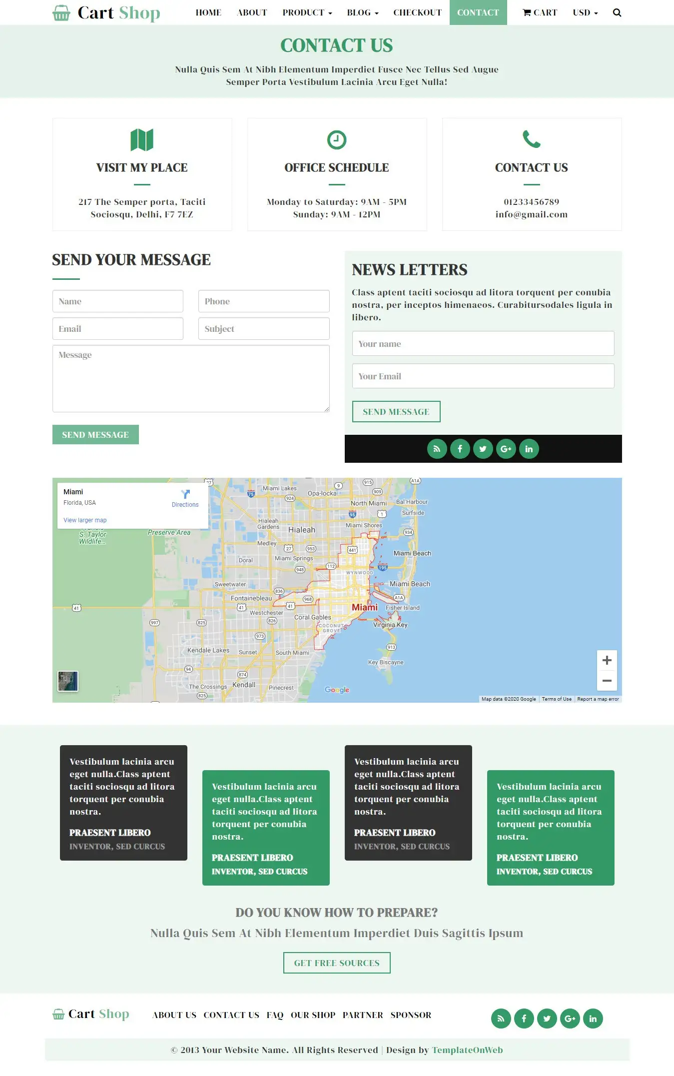 eCommerce company contact page in bootstrap