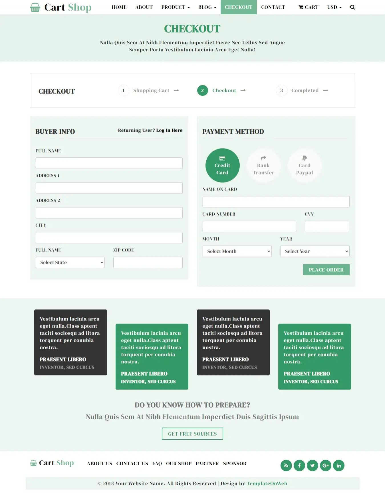 Responsive checkout page html