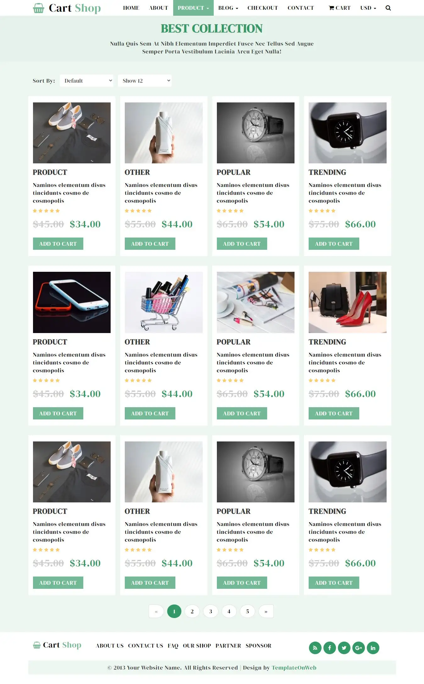 Bootstrap shopping cart template products listing