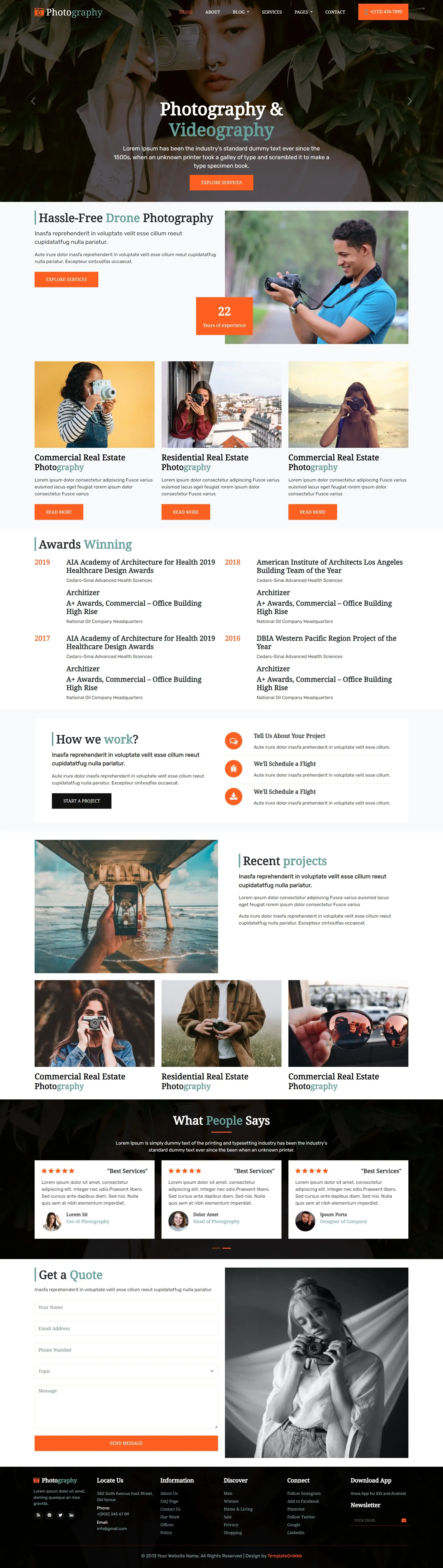 Photography website template home page