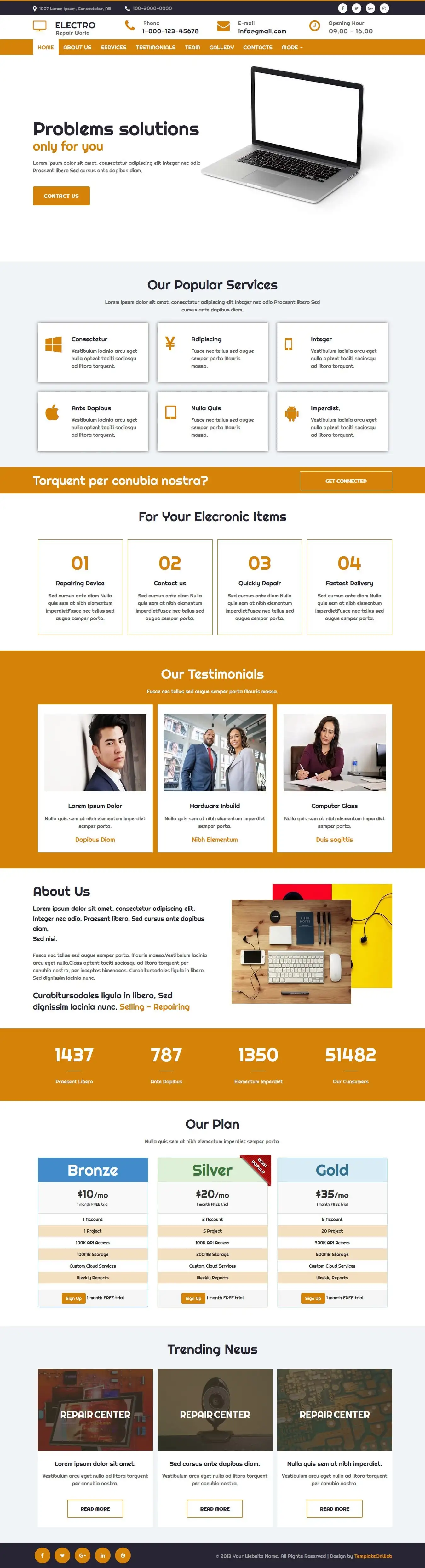 Responsive electrical website template home page