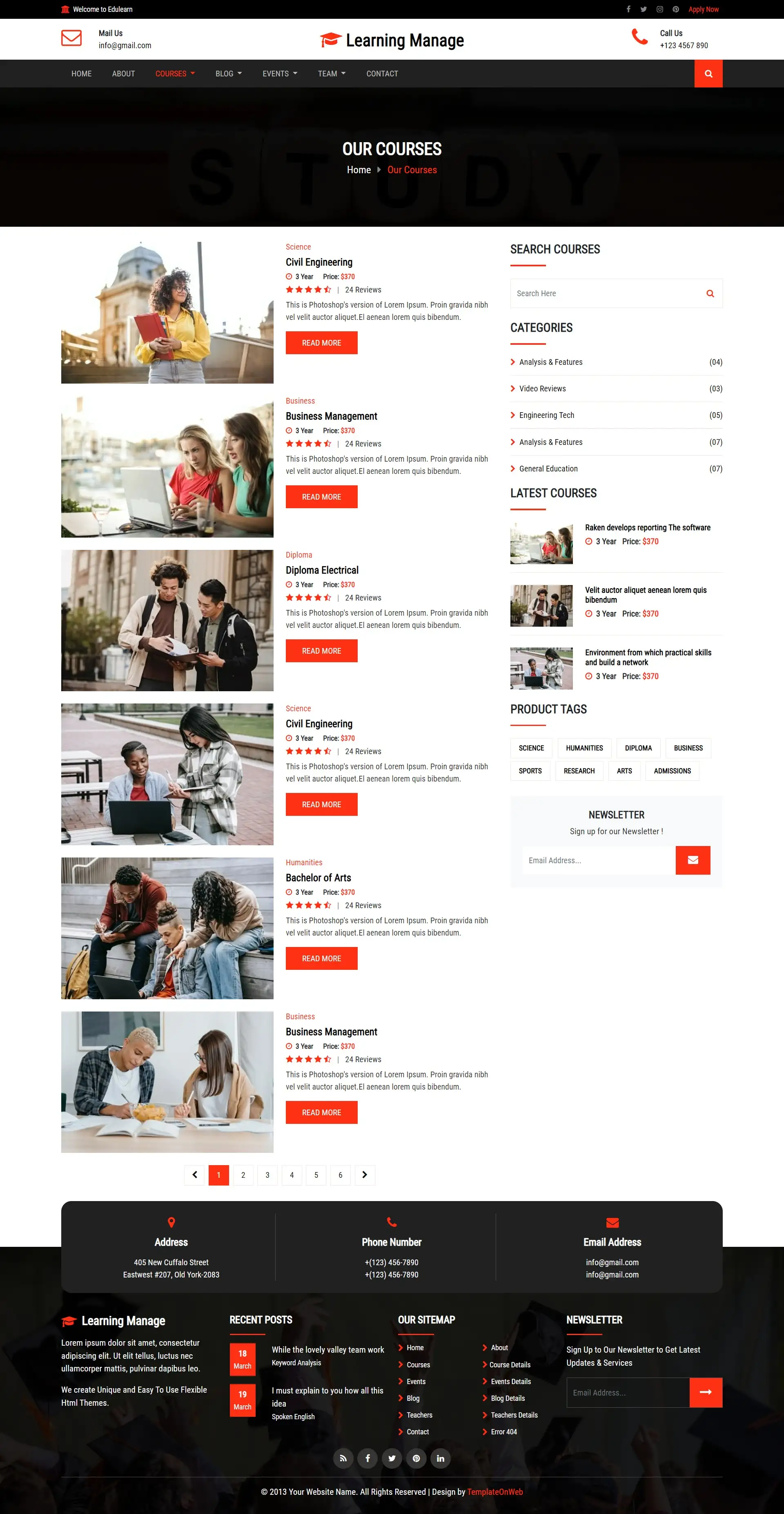 Manage educational courses