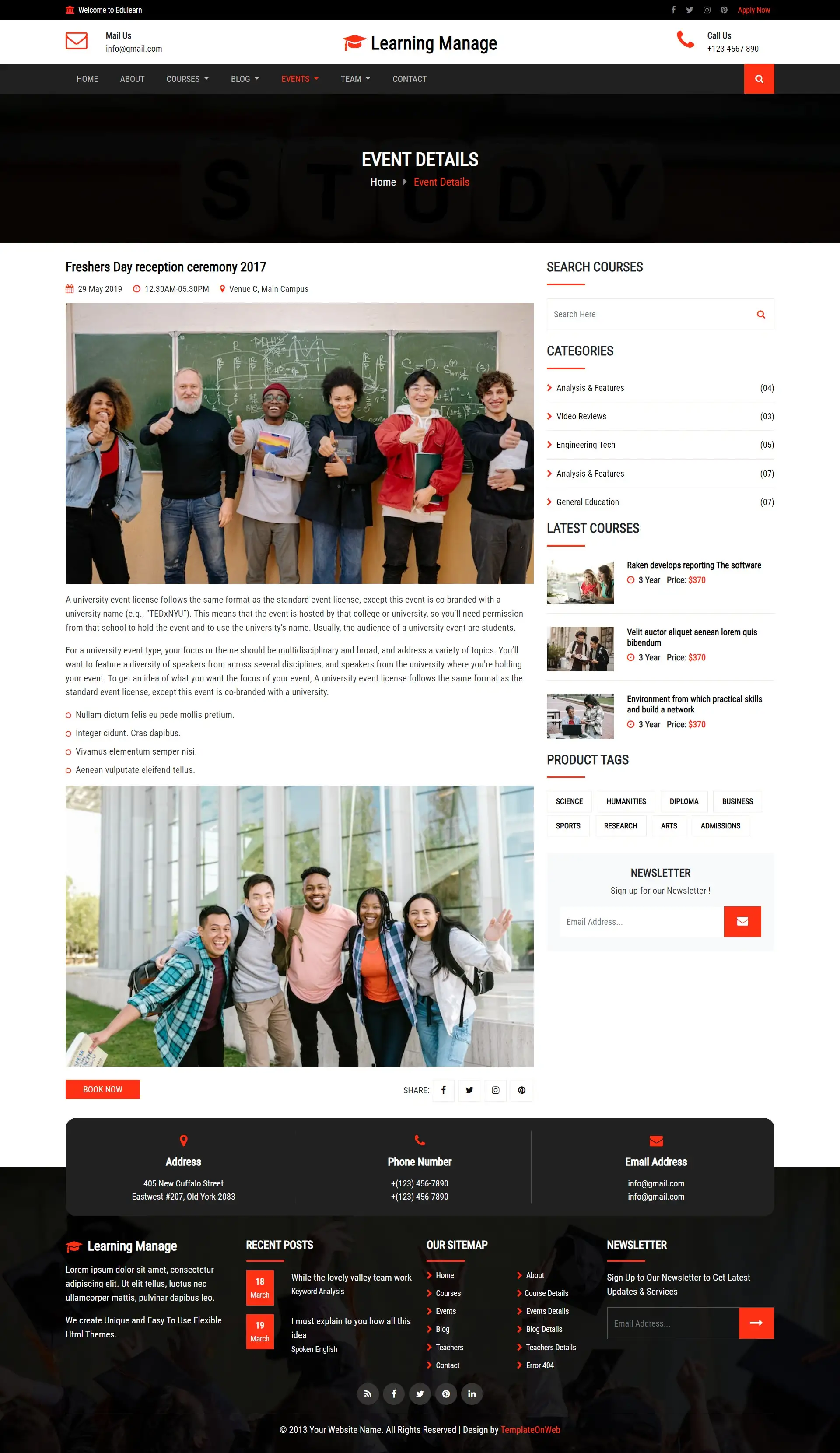 Automated learning event details