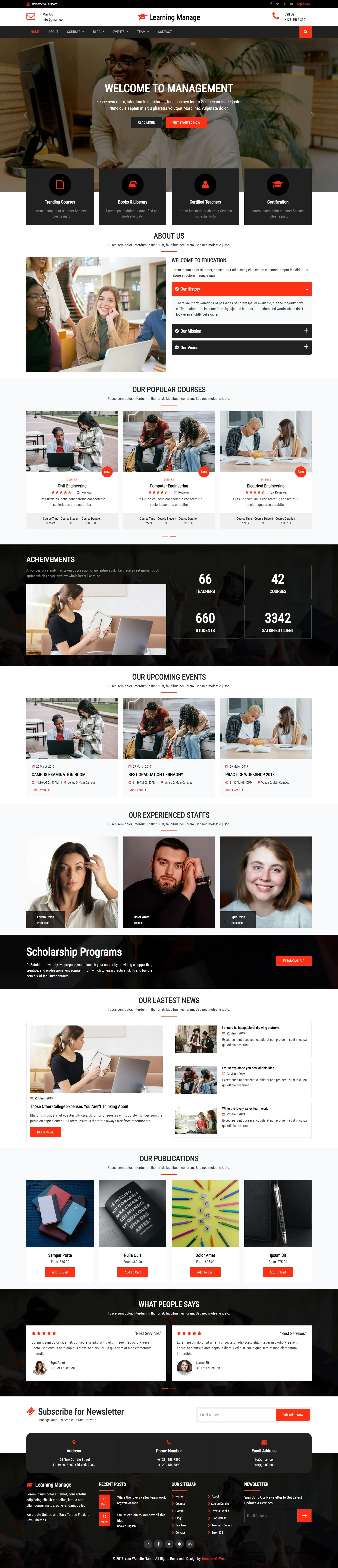Learning management system website template html