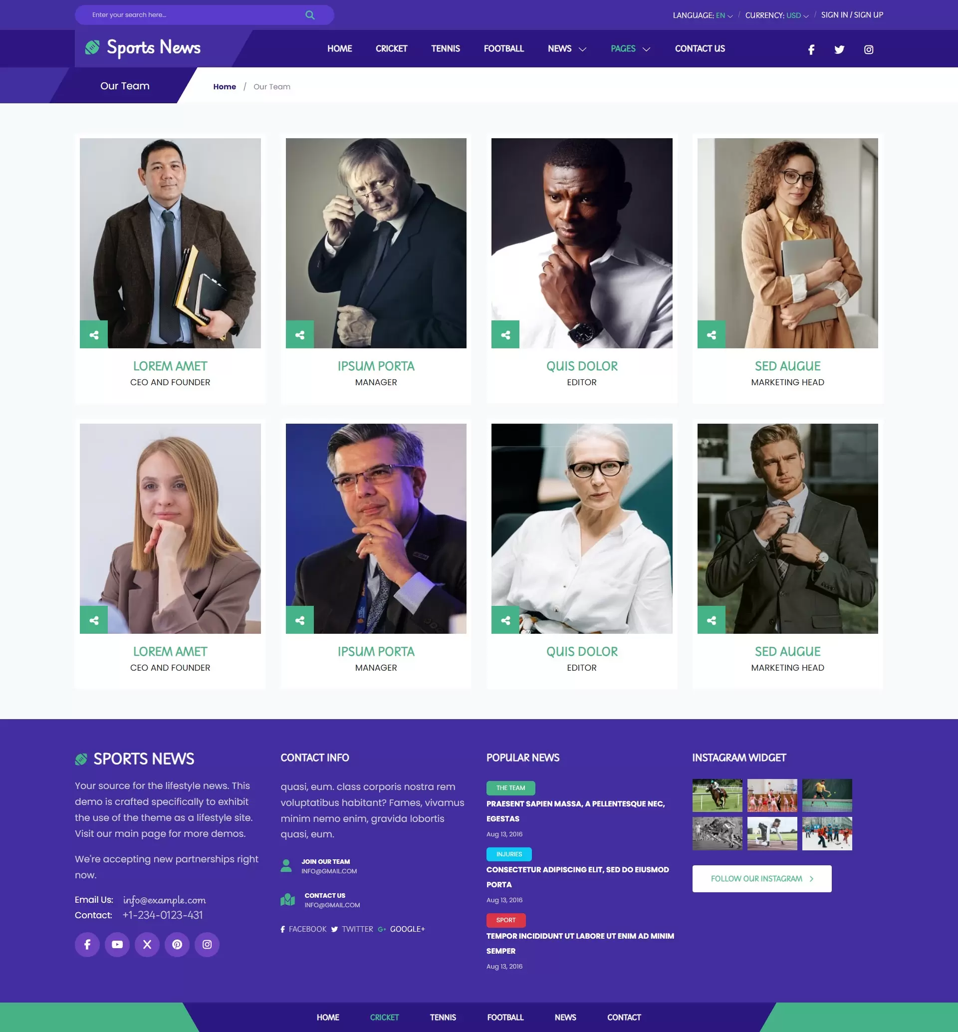 News editors and managers details page