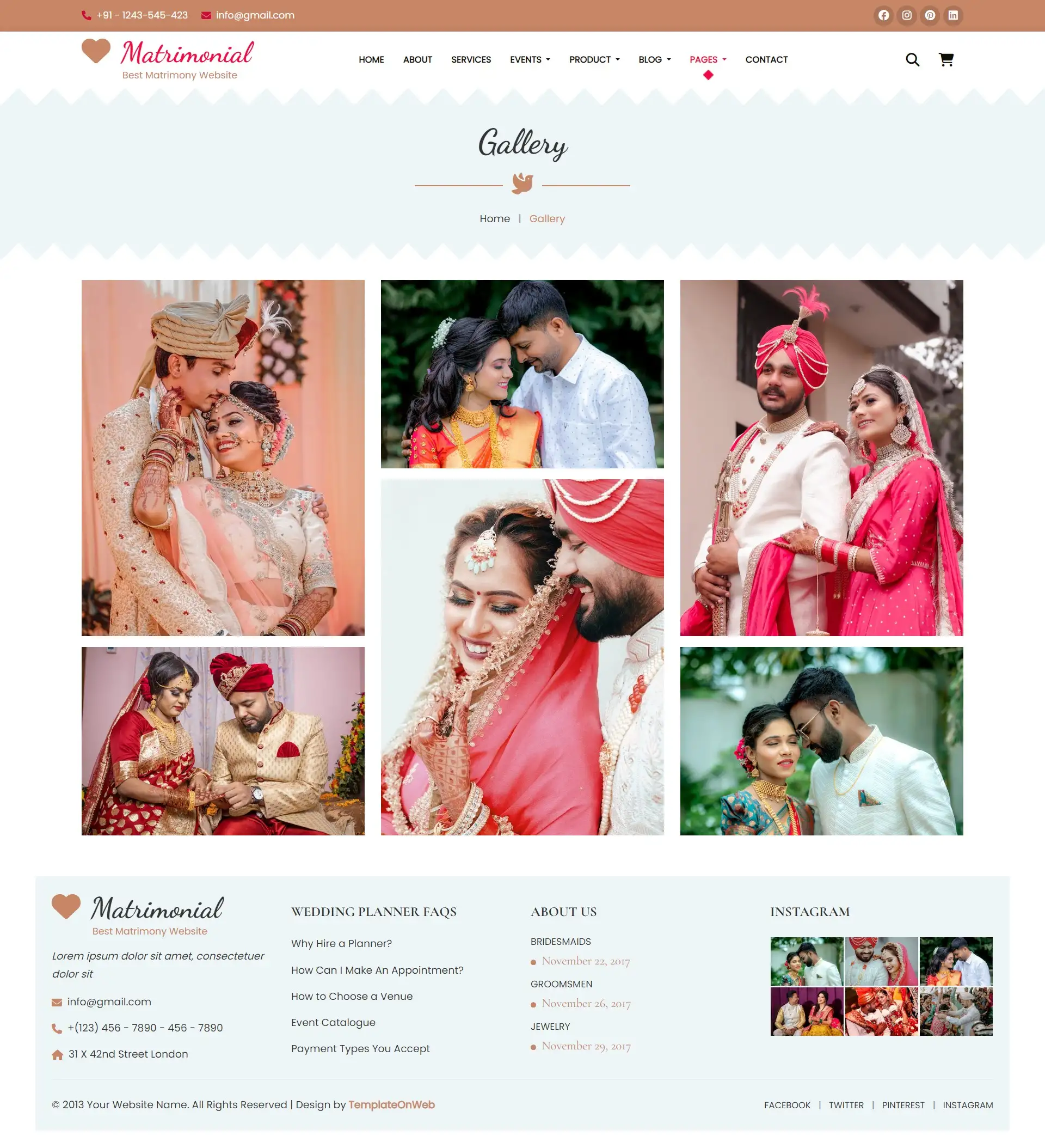 Matrimonial events image gallery web page