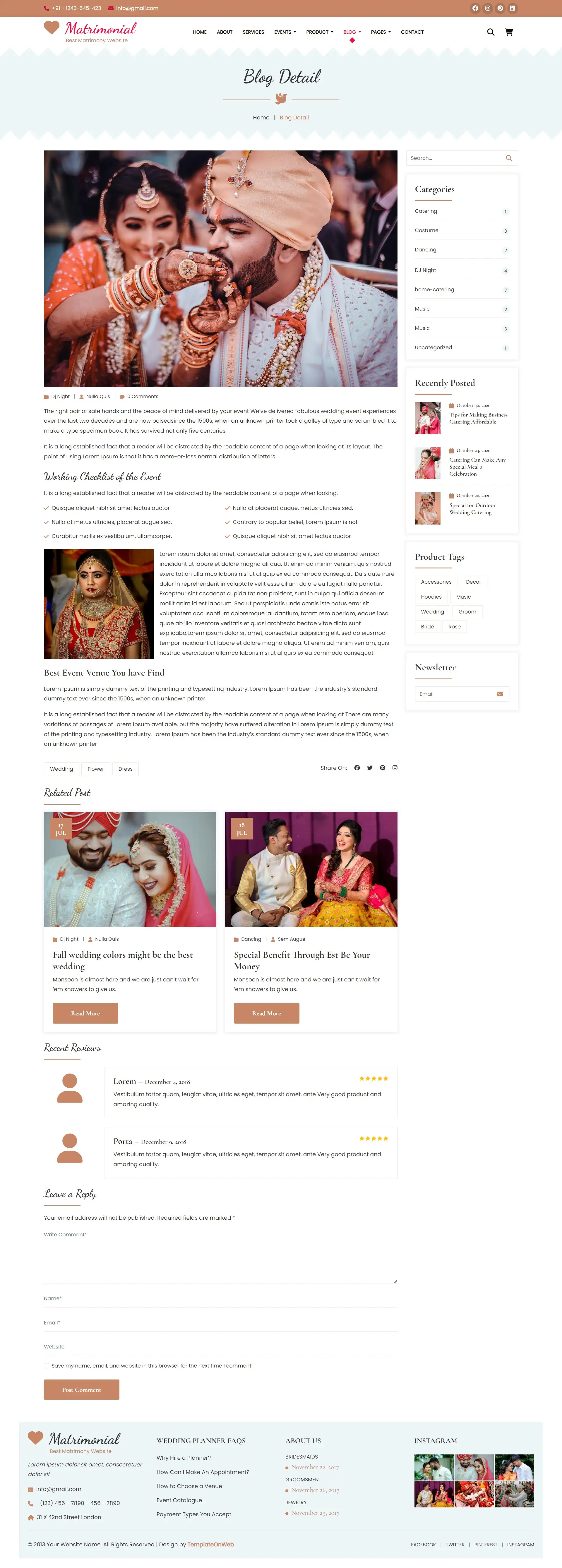 Wedding ideas details page responsive design