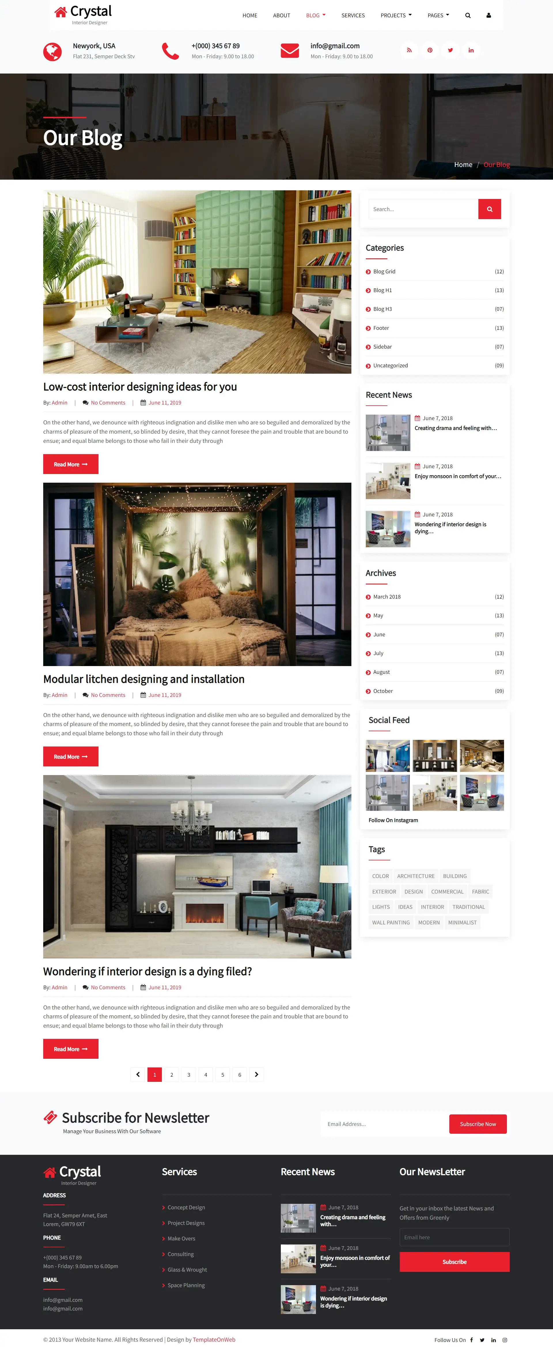 Interior design concepts web html