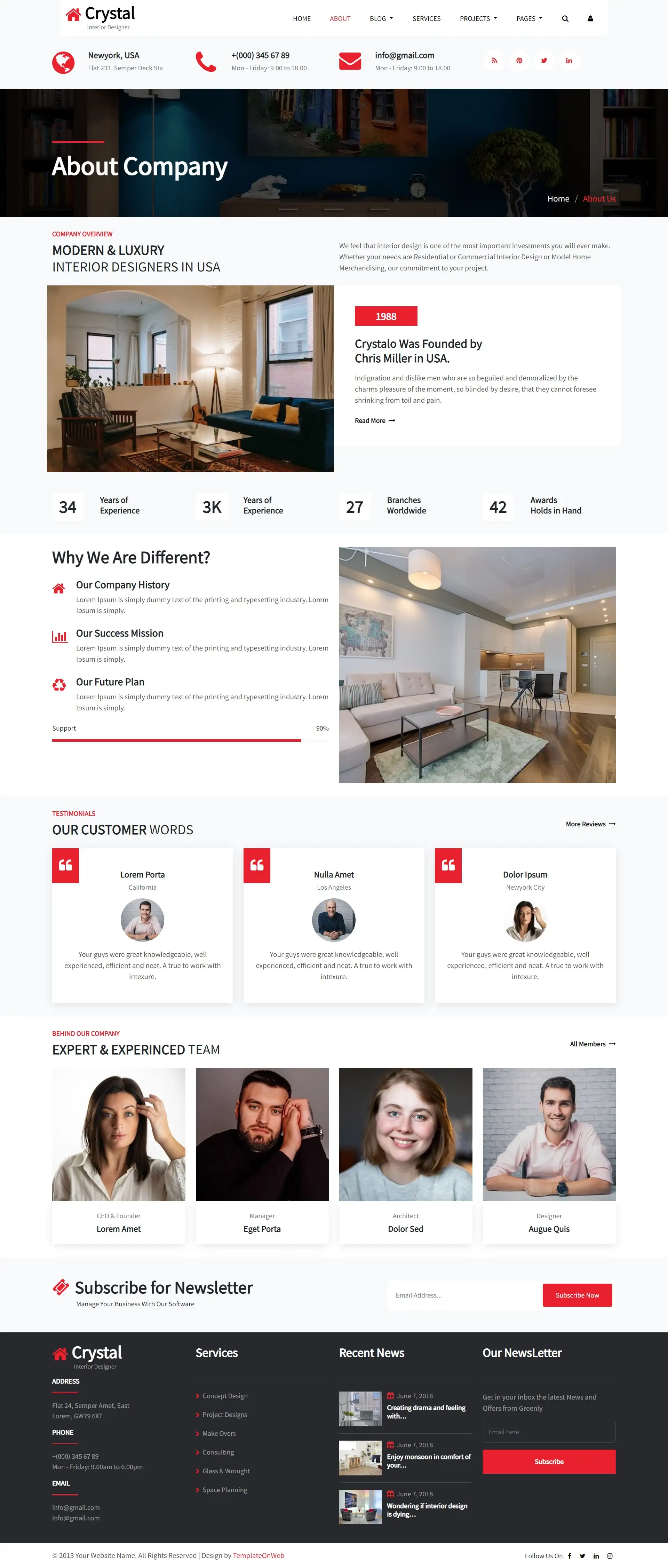 Interior designer portfolio web page