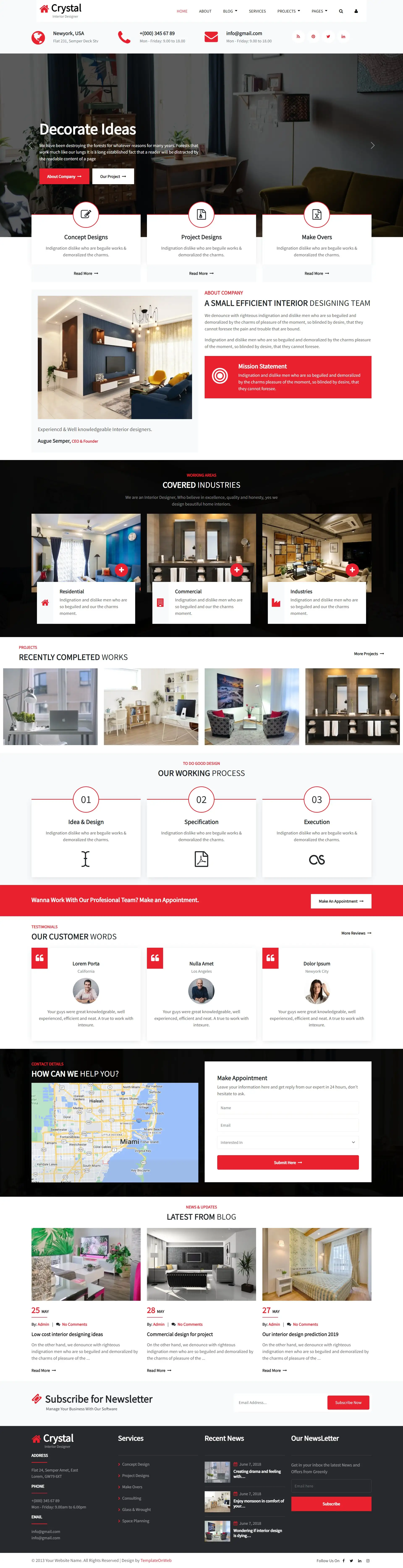 Interior designer website template home page