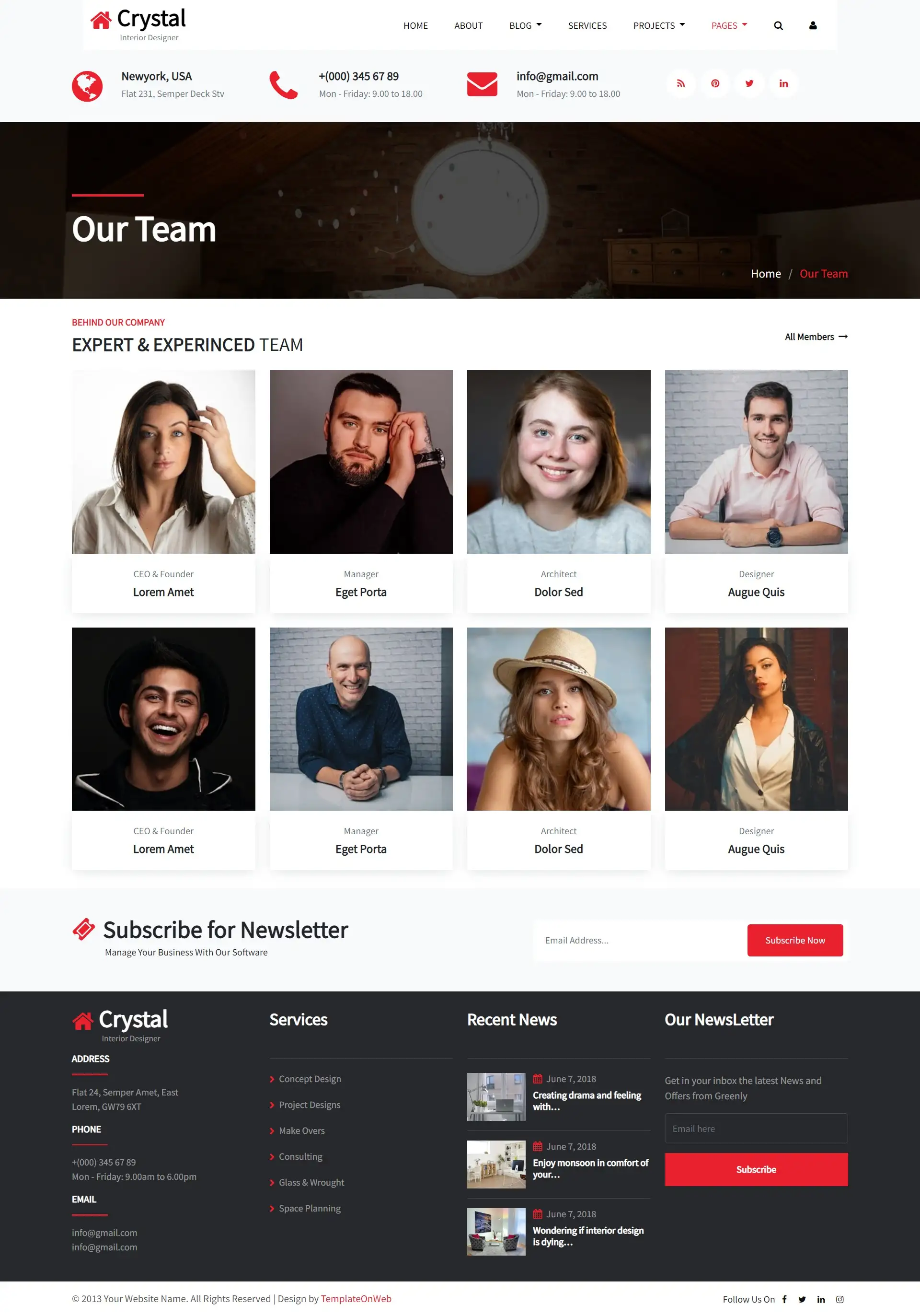 Interior designers team members page html design