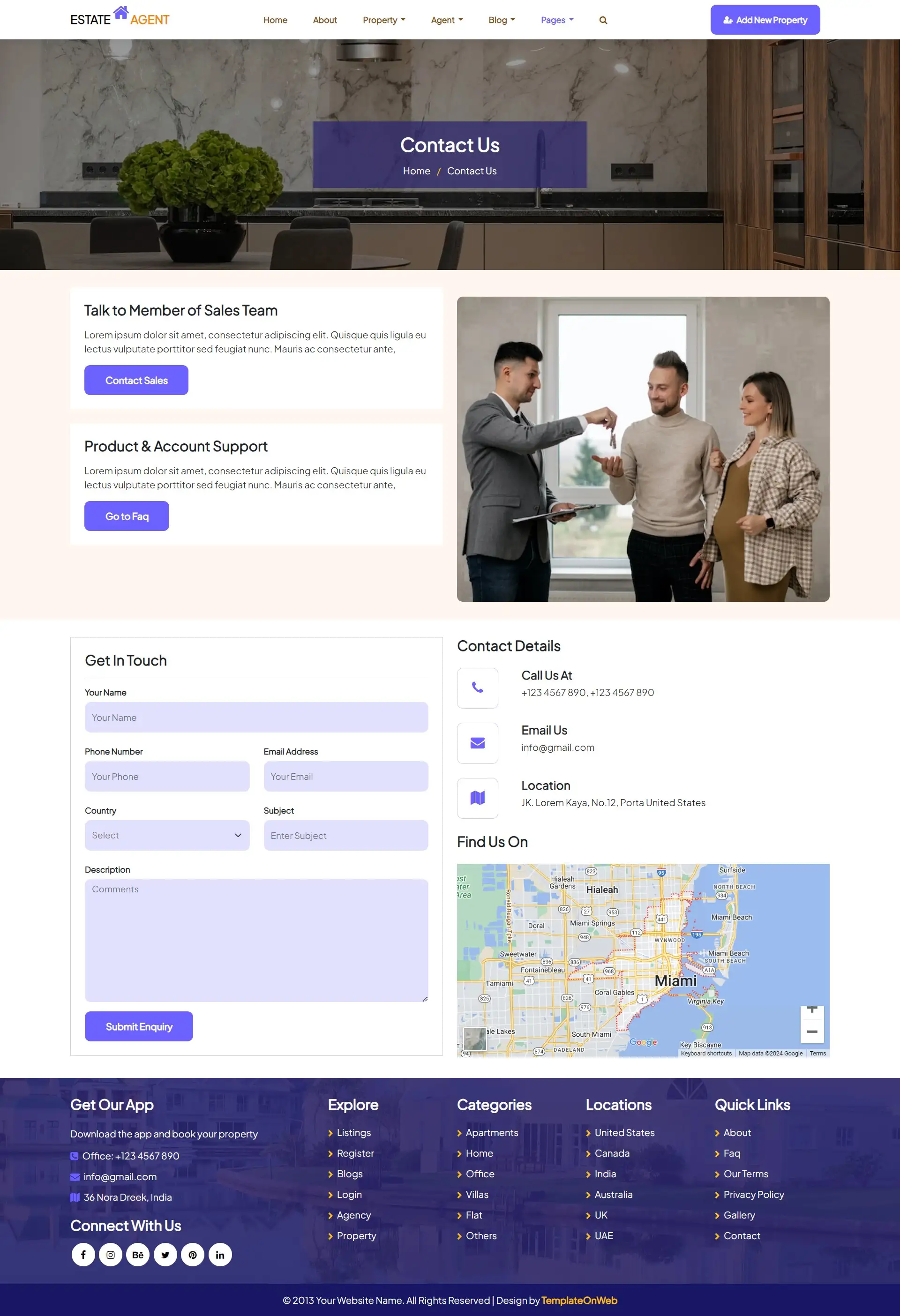 Realtors contactus page html website template
