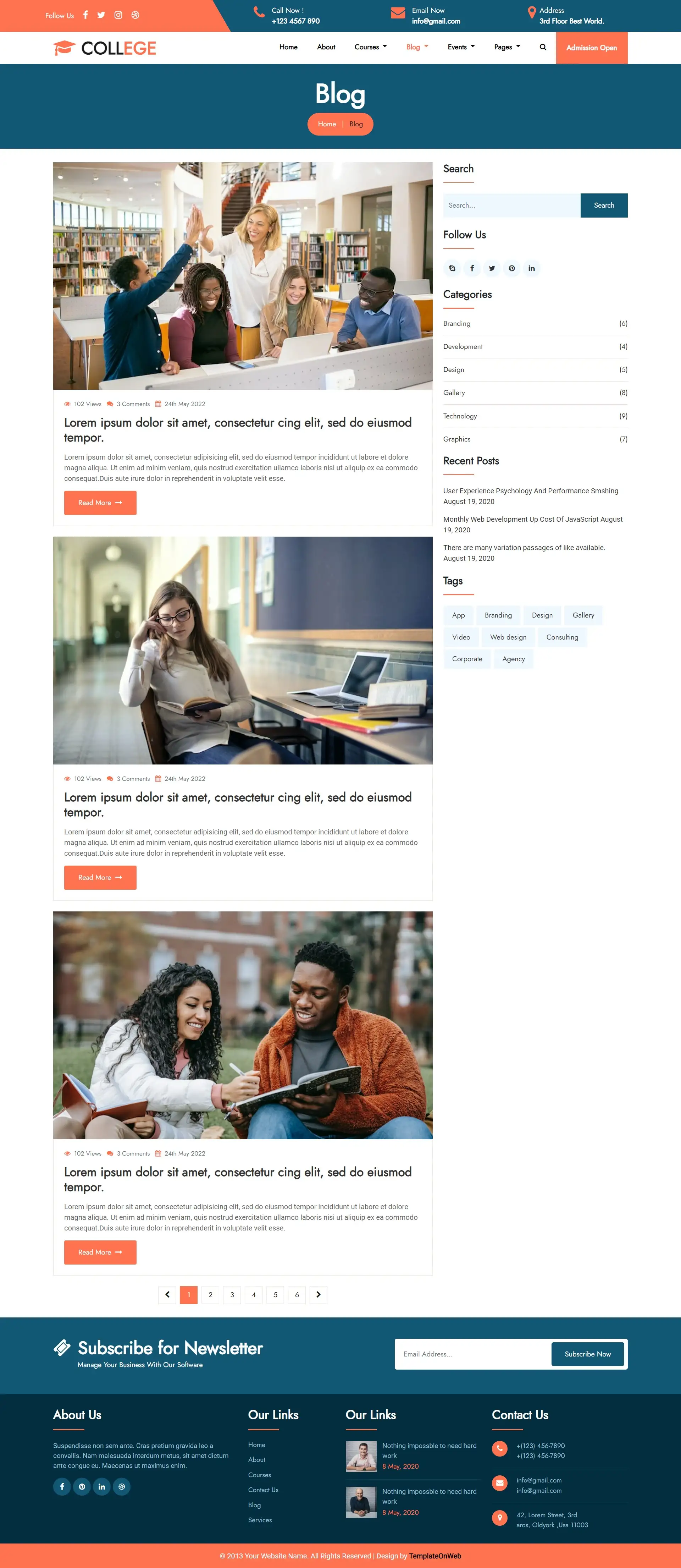 College education blog html bootstrap5