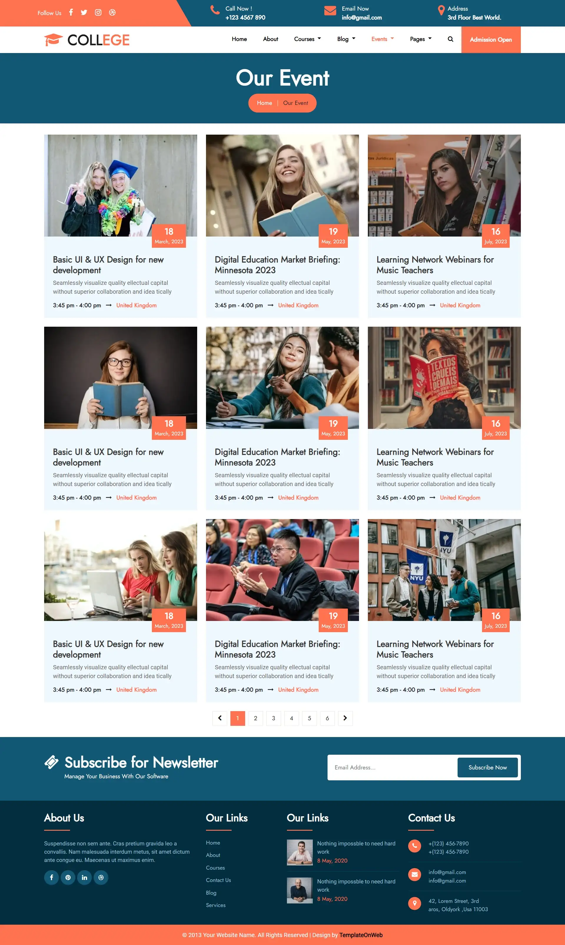 College website events page