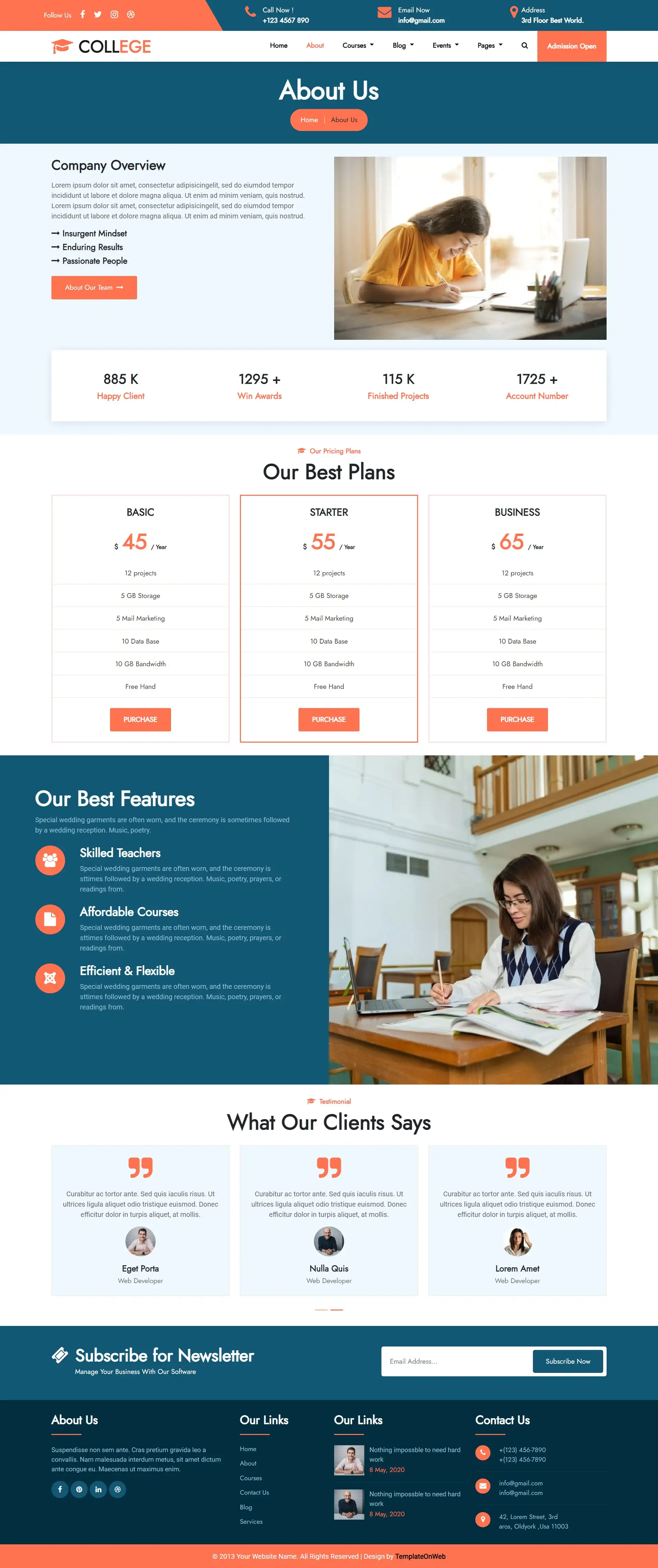 College details page html