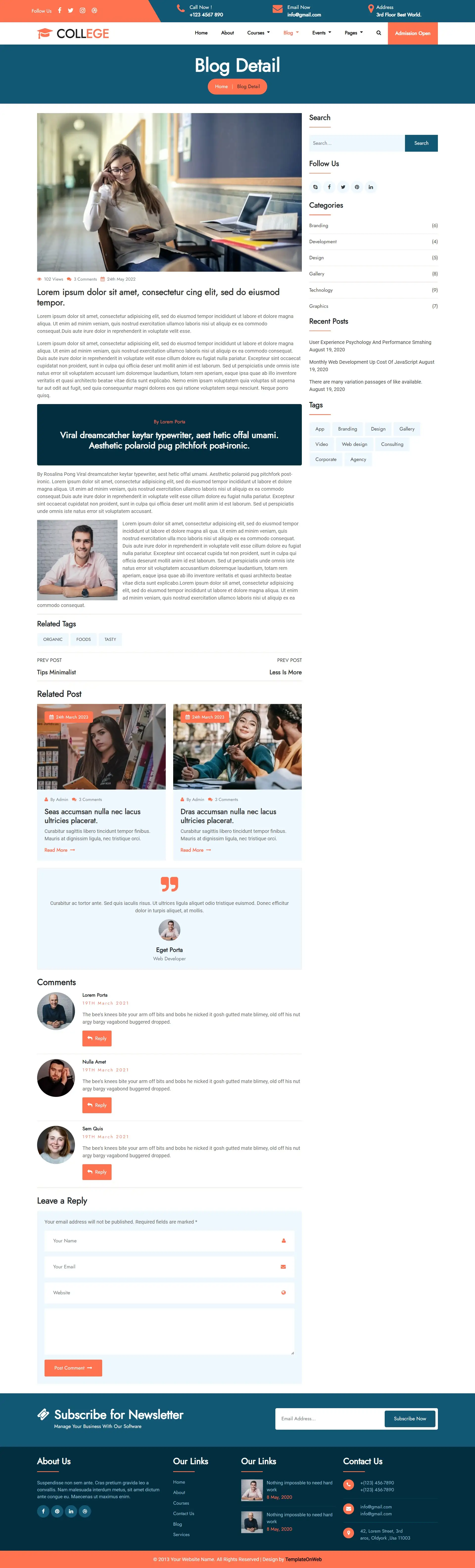 Responsive blog detail