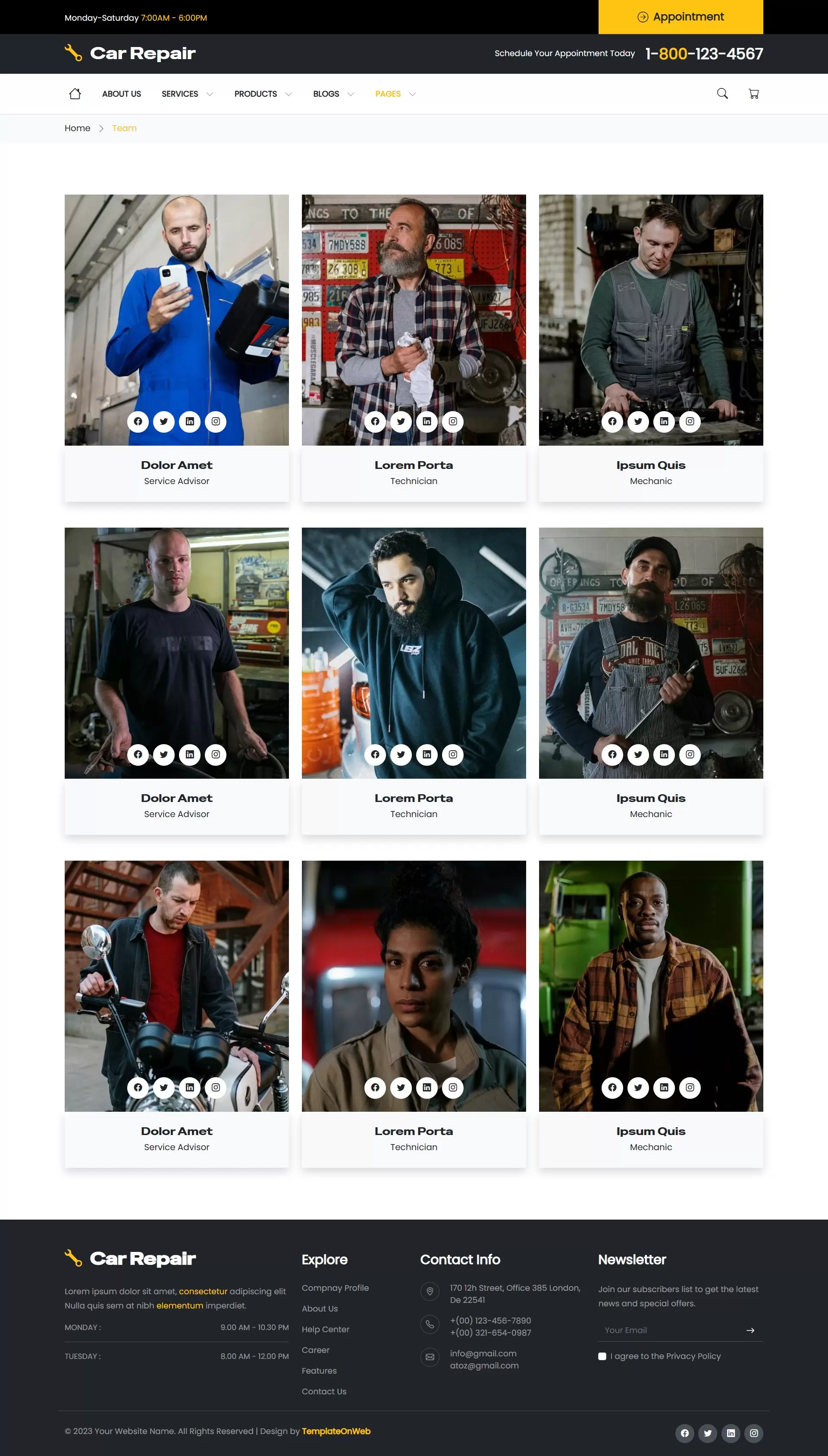 Service Advisor, Mechanic team listing page