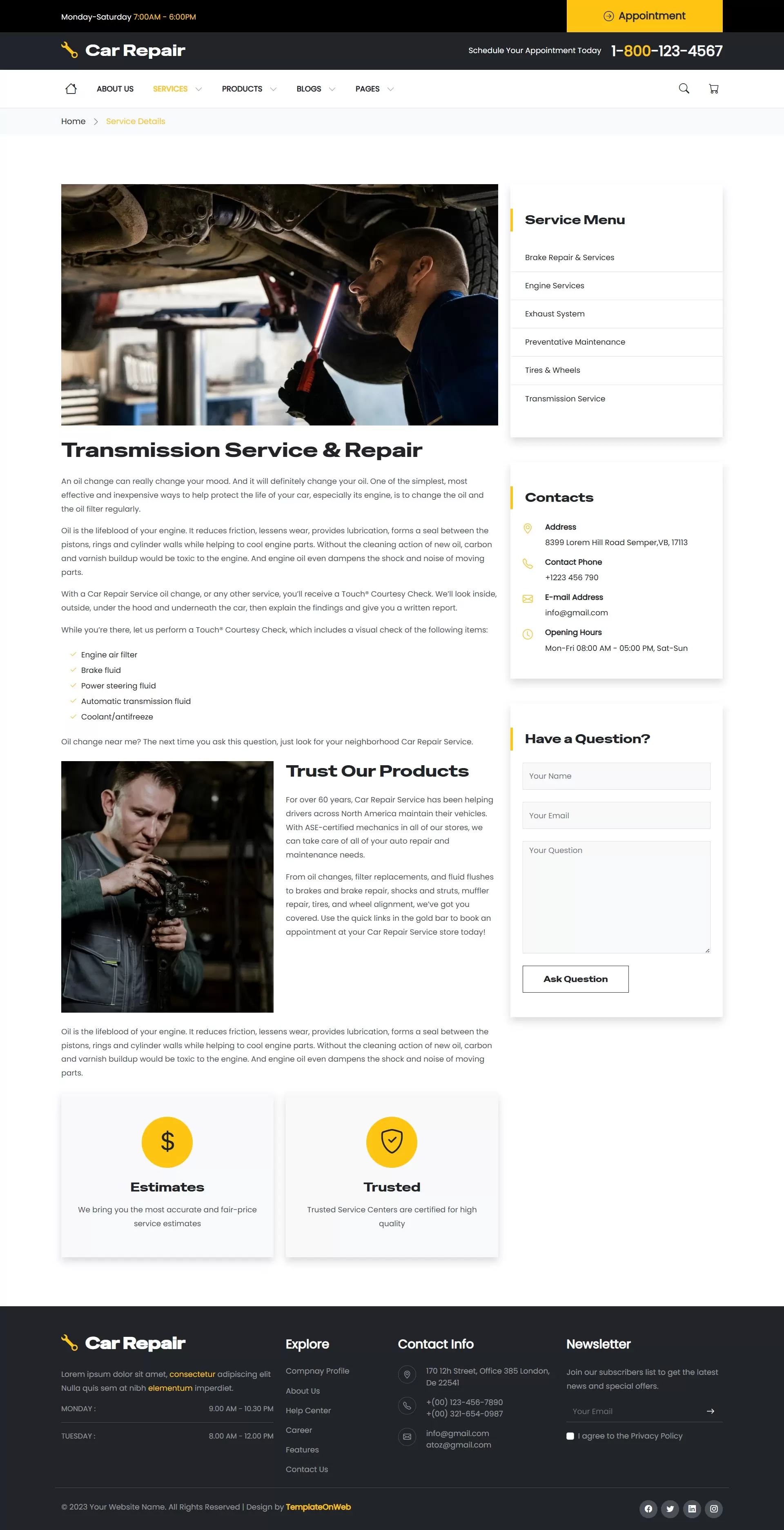 Service Details Page – Description, pricing, FAQs