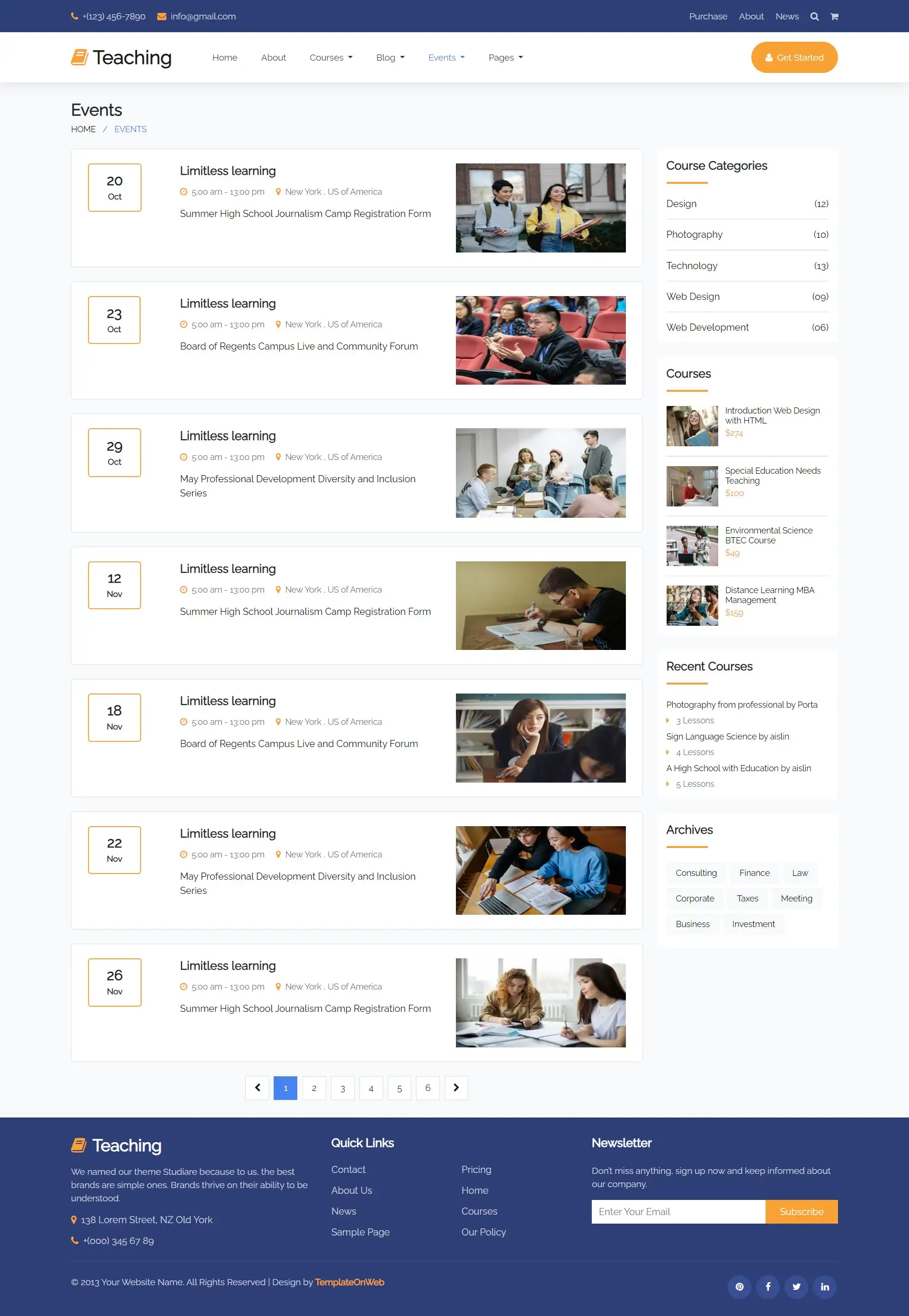 Student learning events
