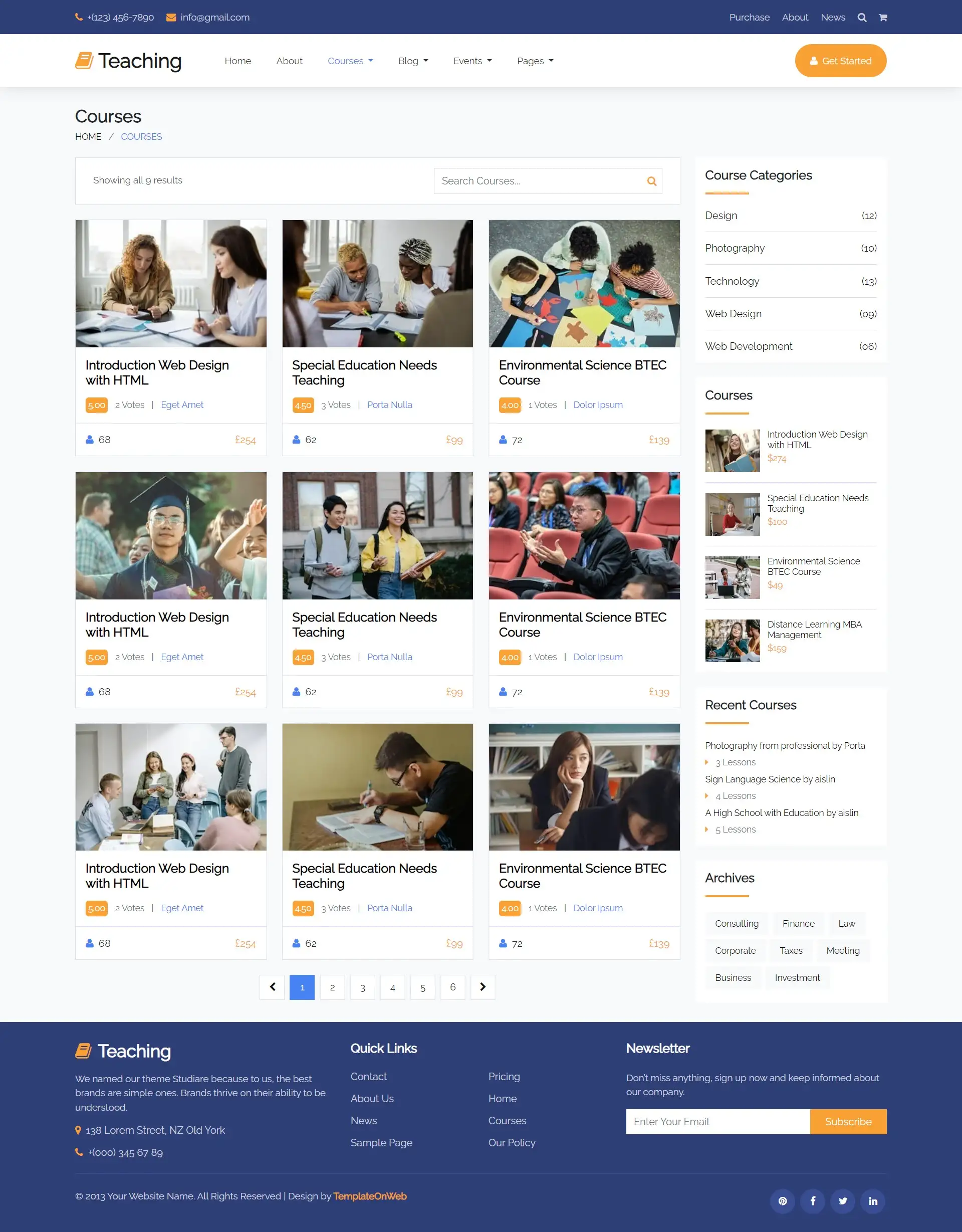 Teaching courses web html
