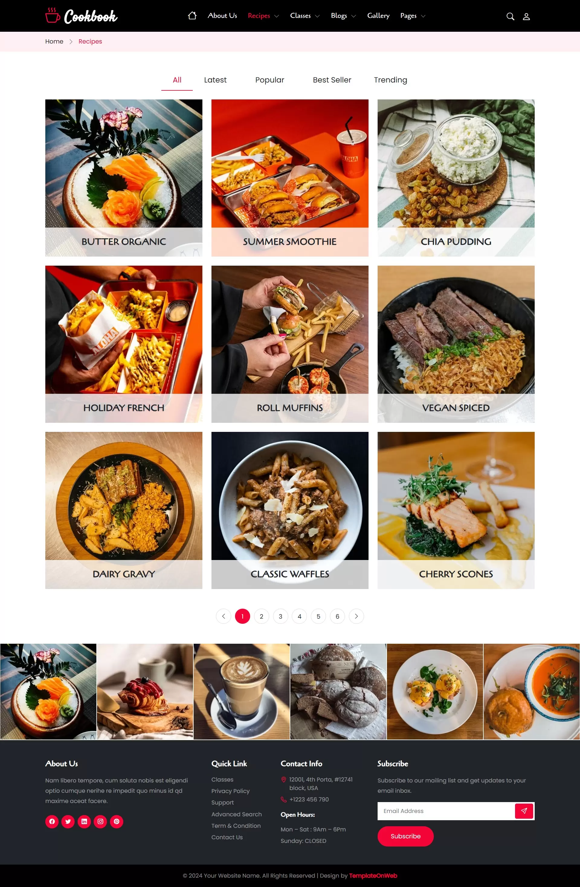 Display recipes in categorized sections using bootstrap tabs component