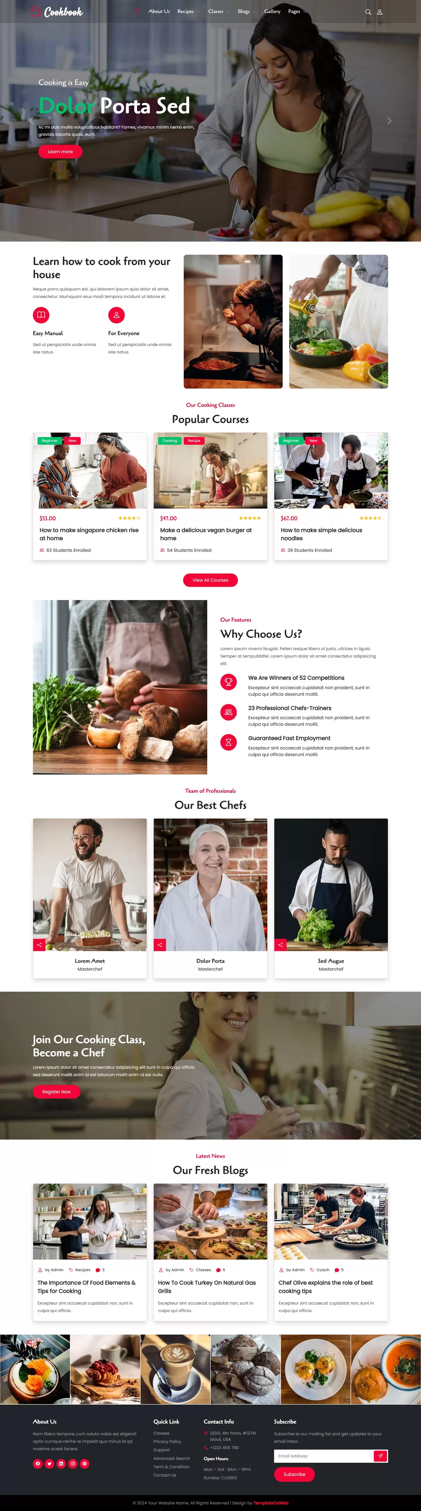 Cookbook website template home page html