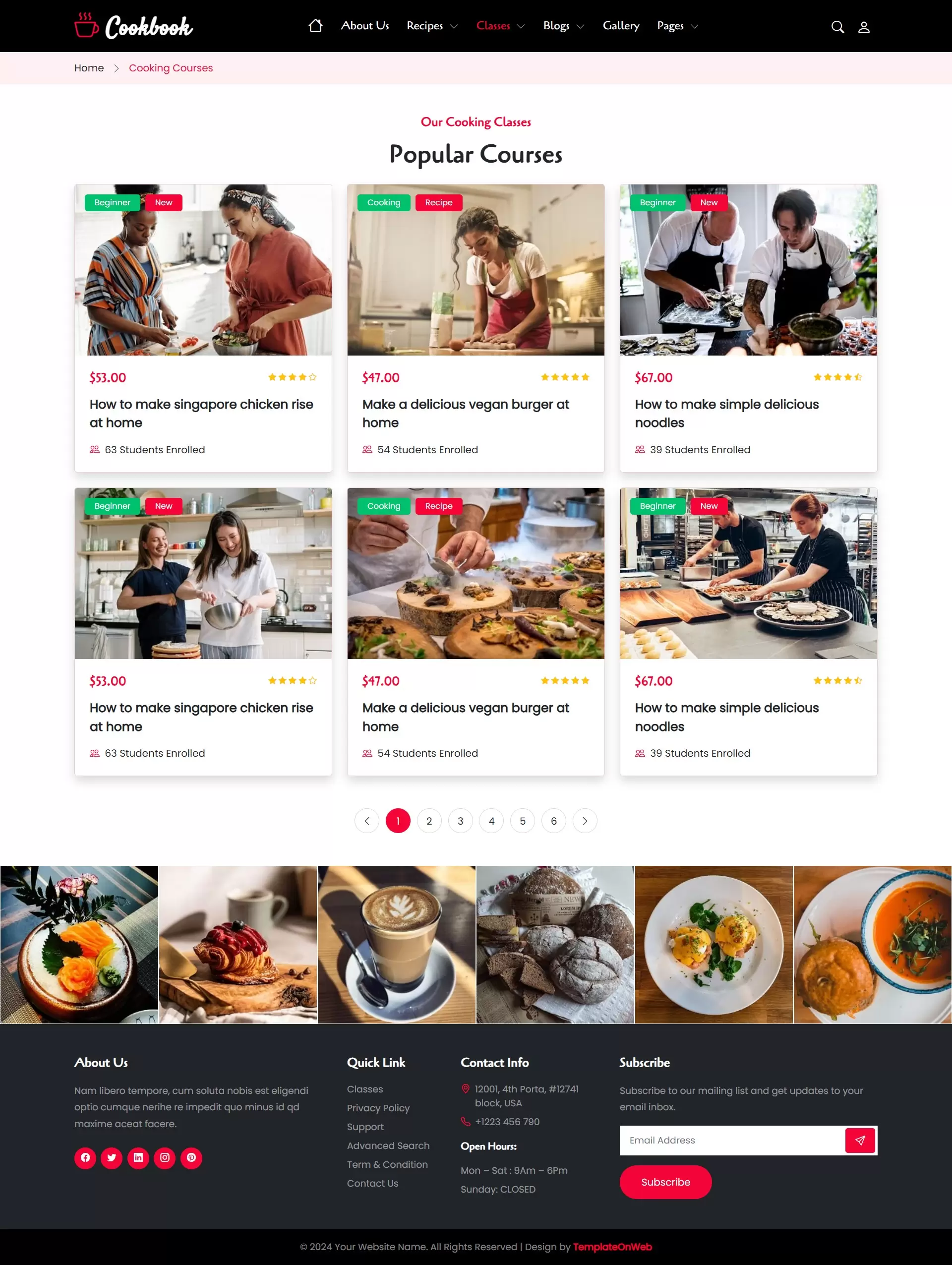 Cooking classes and courses with pricing