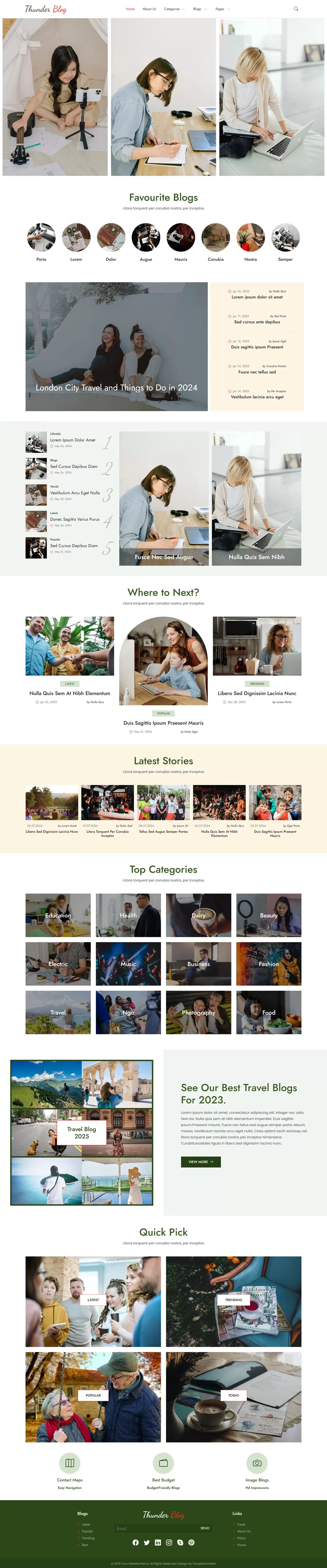 Responsive news blog website template for bloggers and publishers