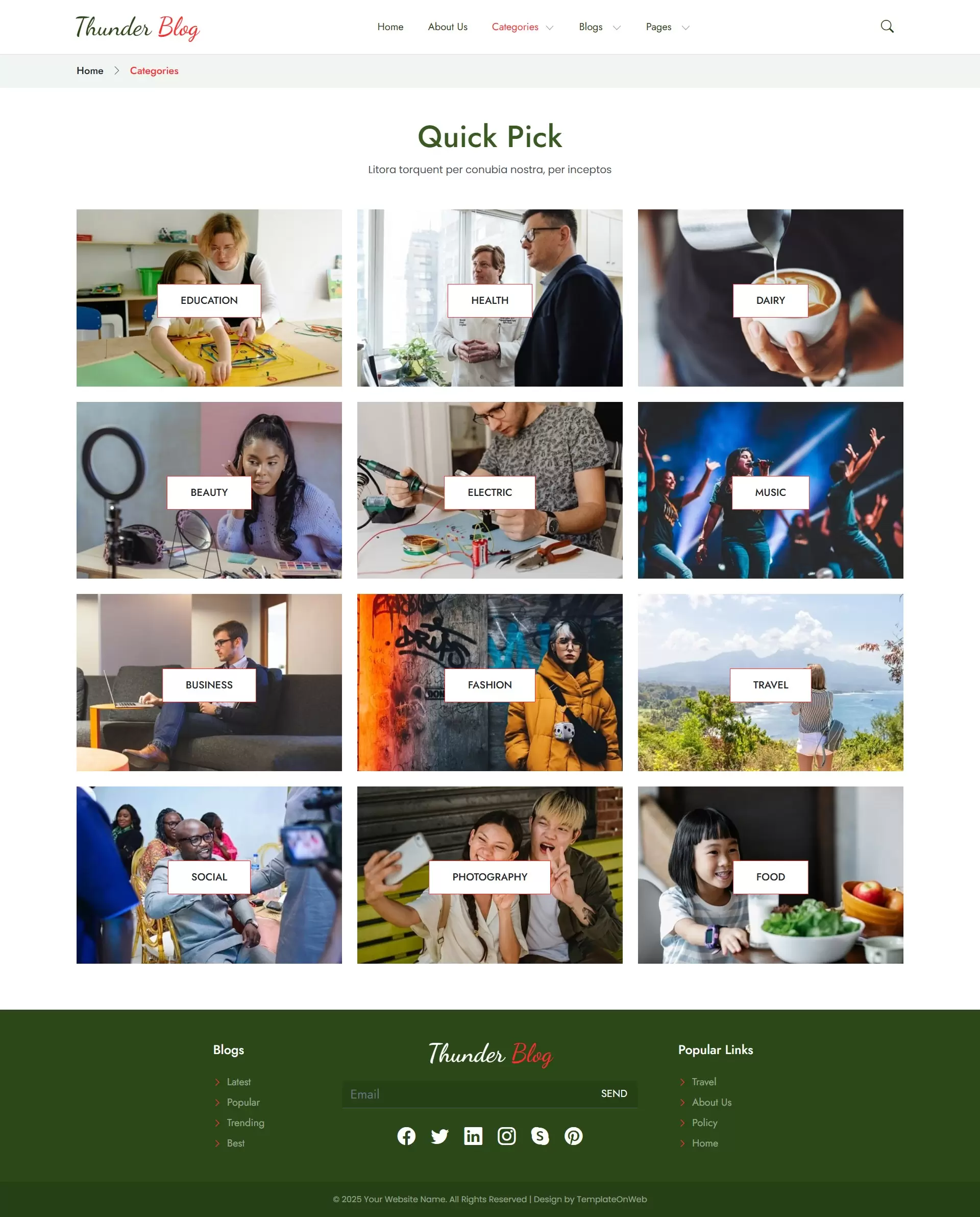Responsive category section design for news and blog websites