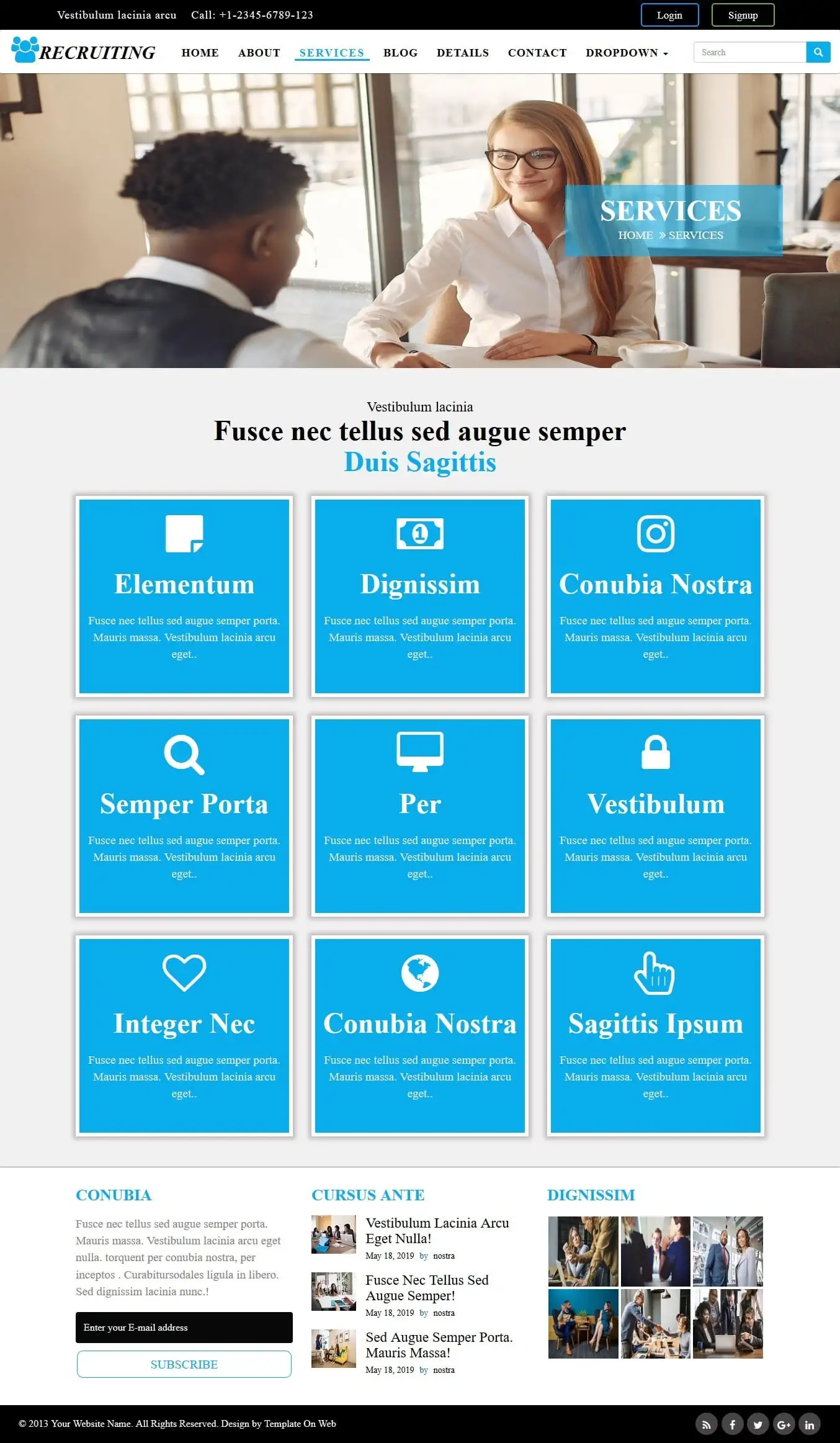 Recruiting company services page web design