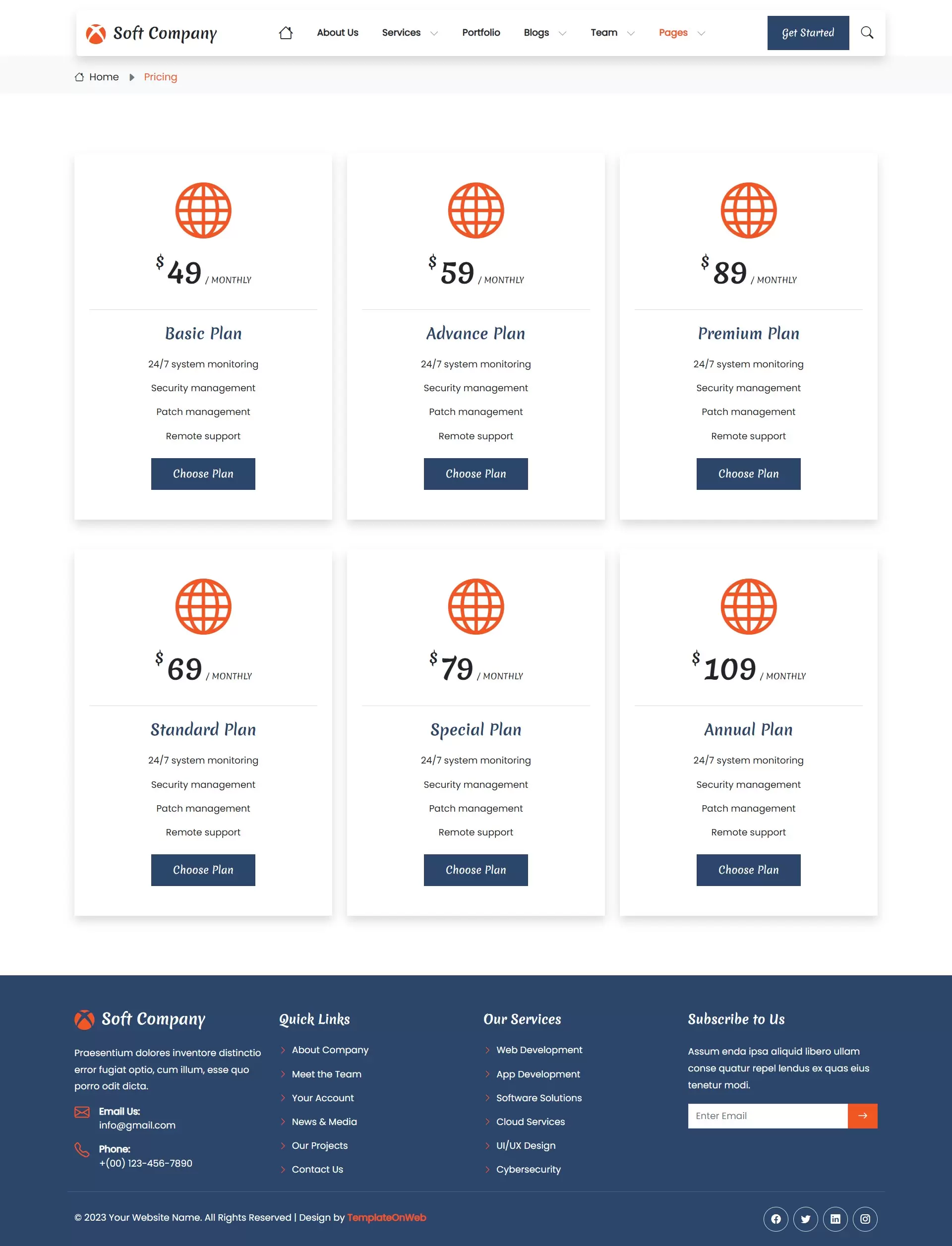Pricing / Plans – For SaaS products or services