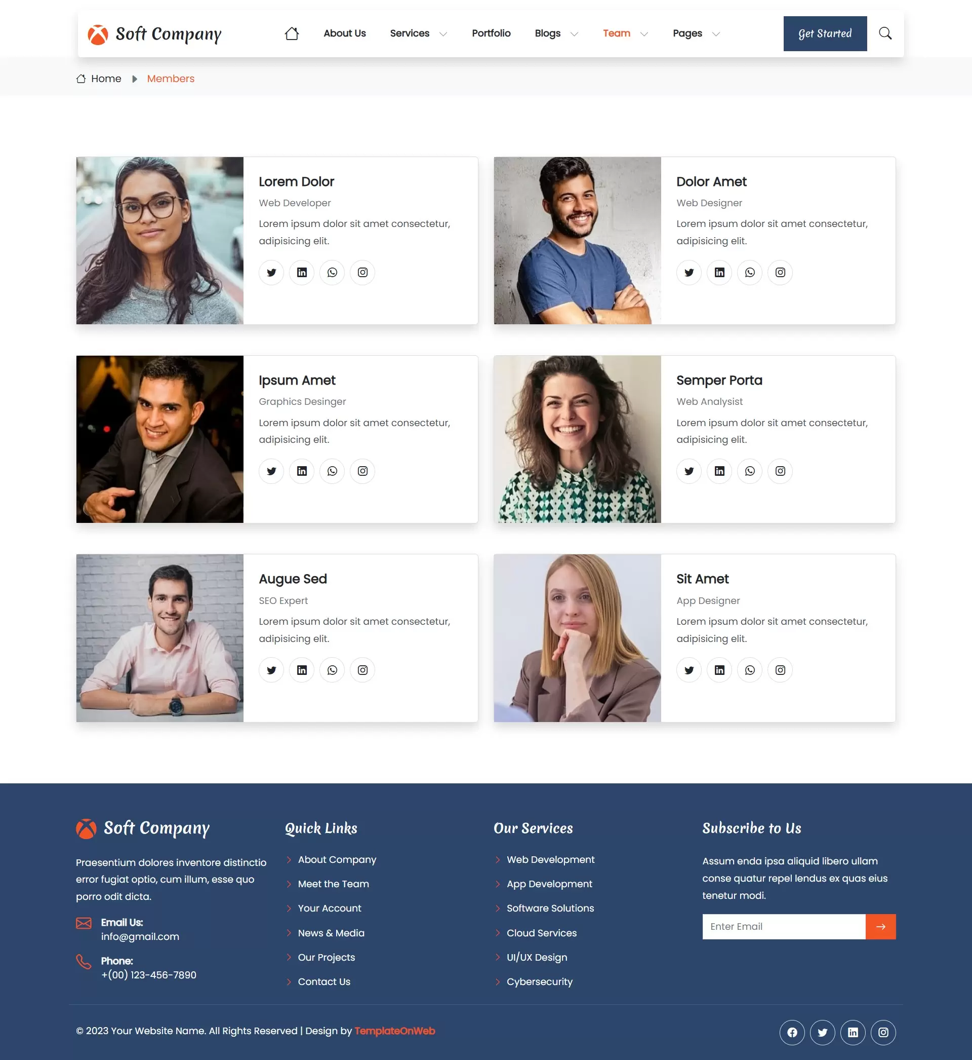 IT project management team listing page