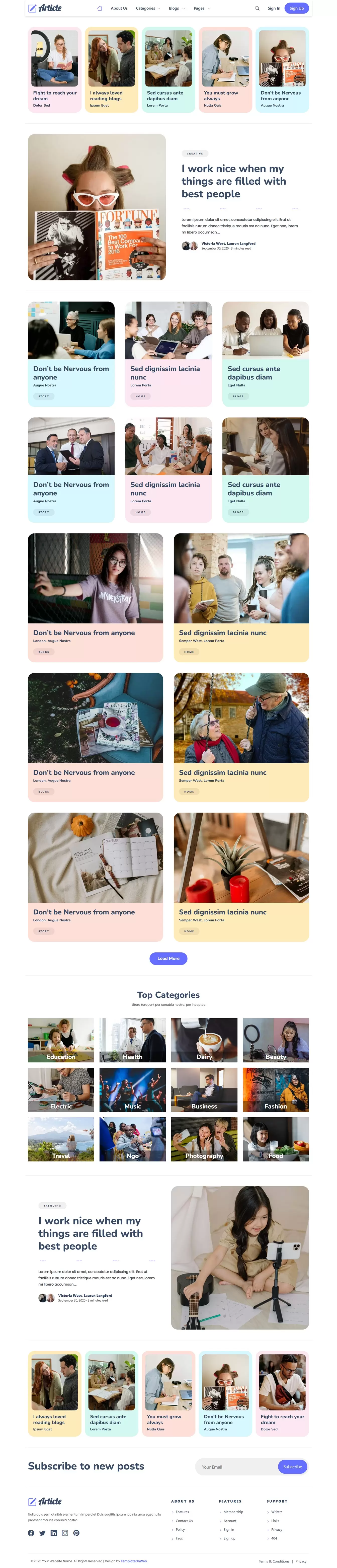Education Blog homepage layout – responsive academic blog template