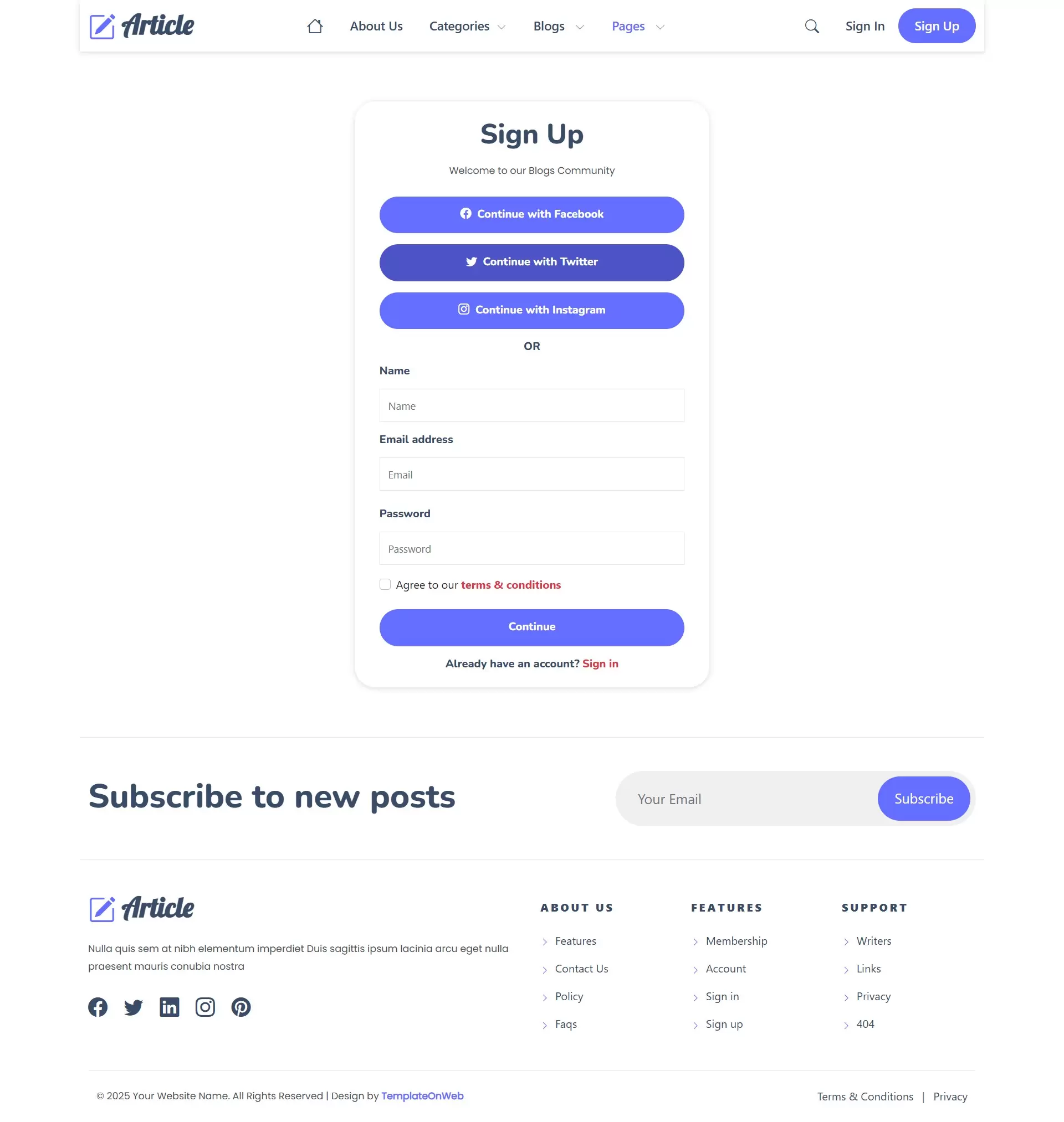 User login and registration page for Education Blog