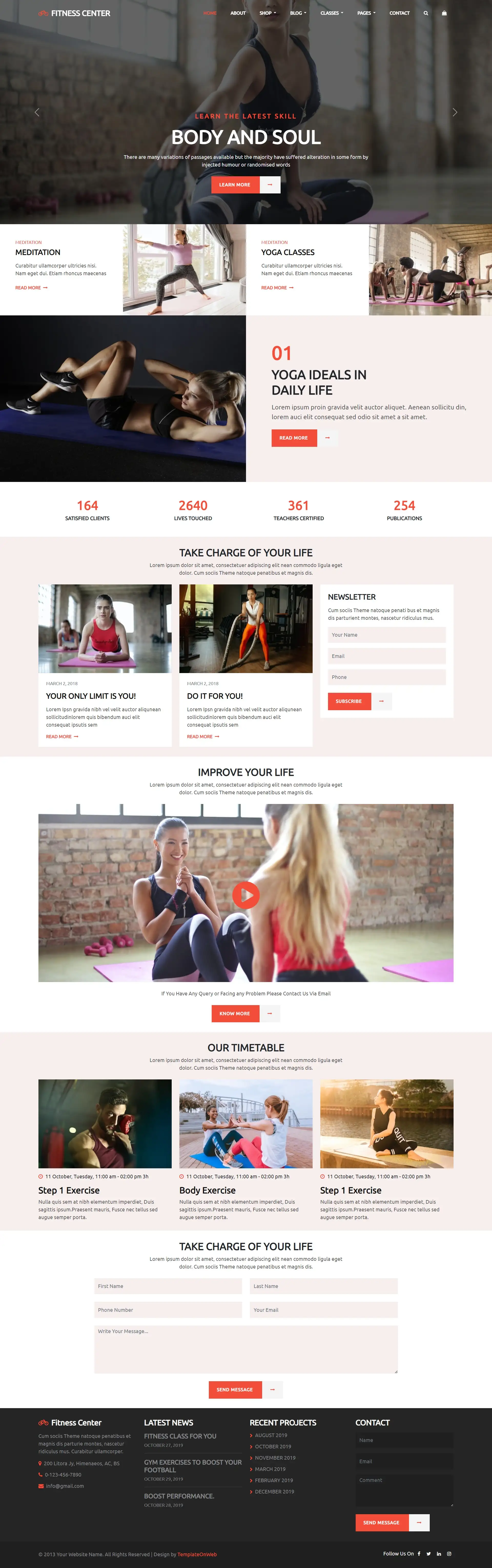 Fitness center website templates html