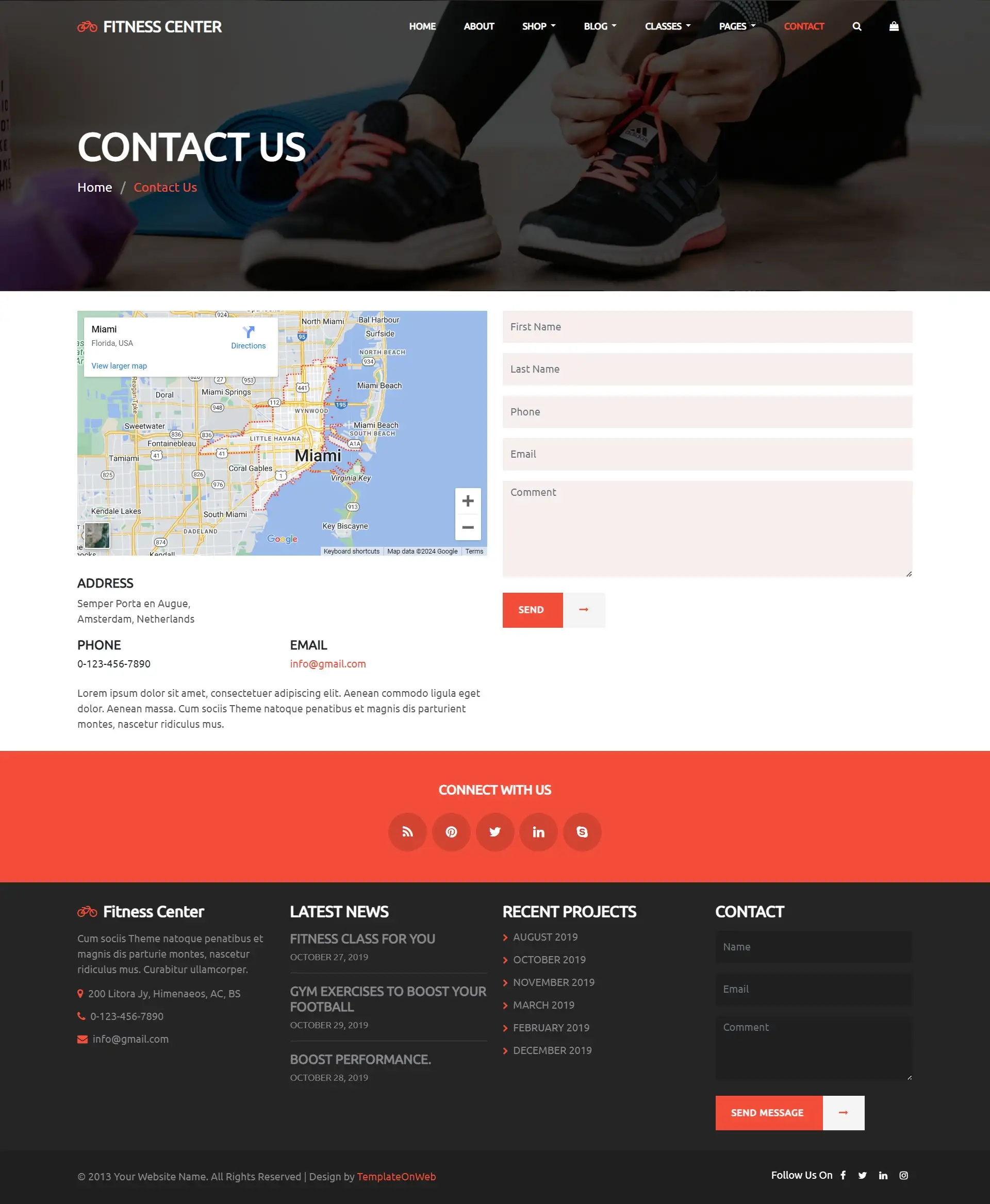 Fitness training query form for members