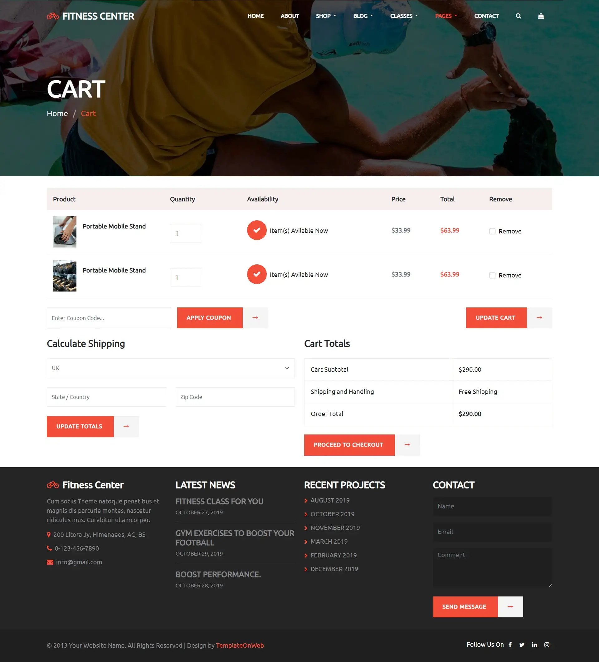 Sell exercise equipment shopping cart online