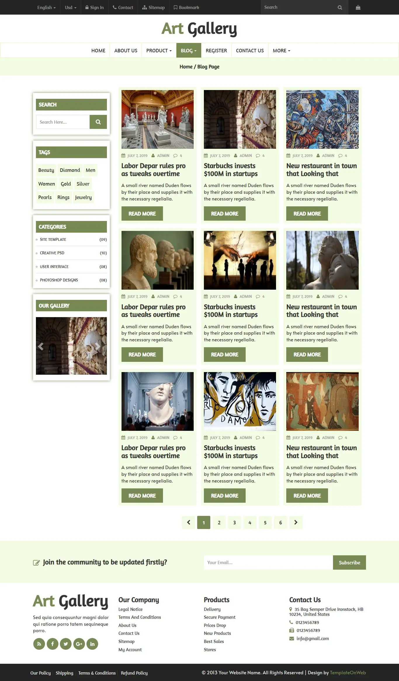 Art gallery blog design
