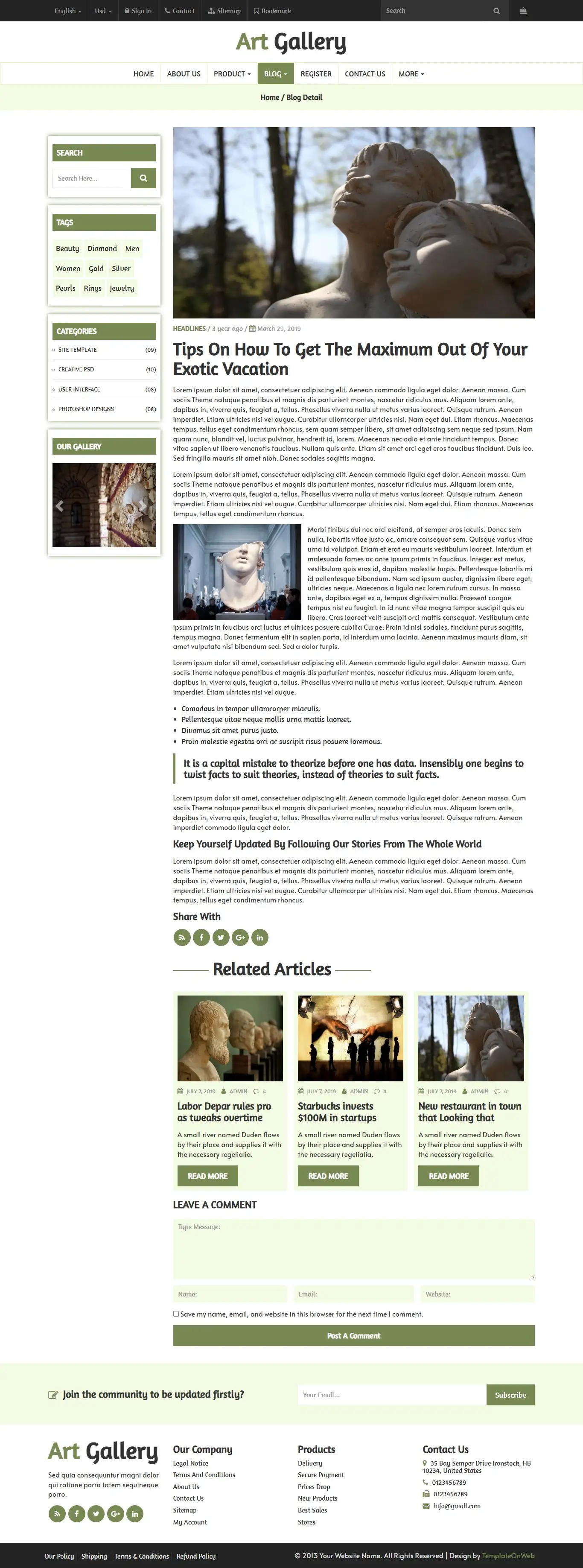 Museum blog detail page design