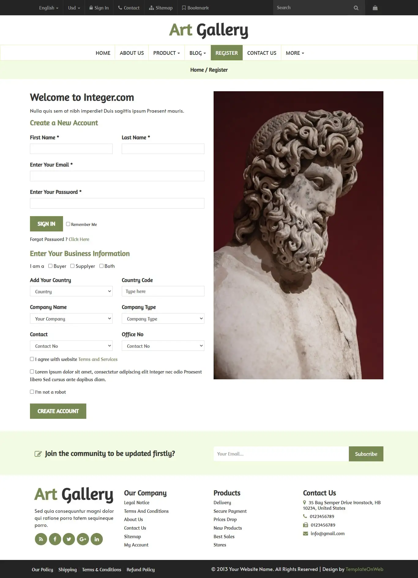 Responsive museum clients registration page