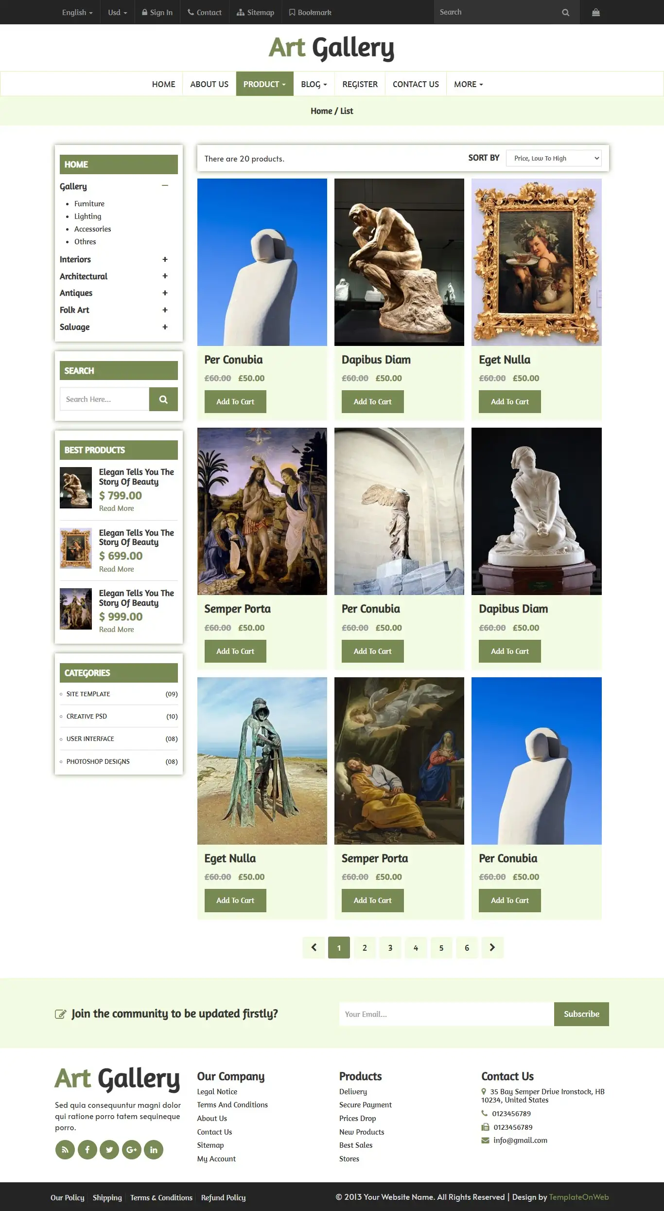 Museum product list bootstrap