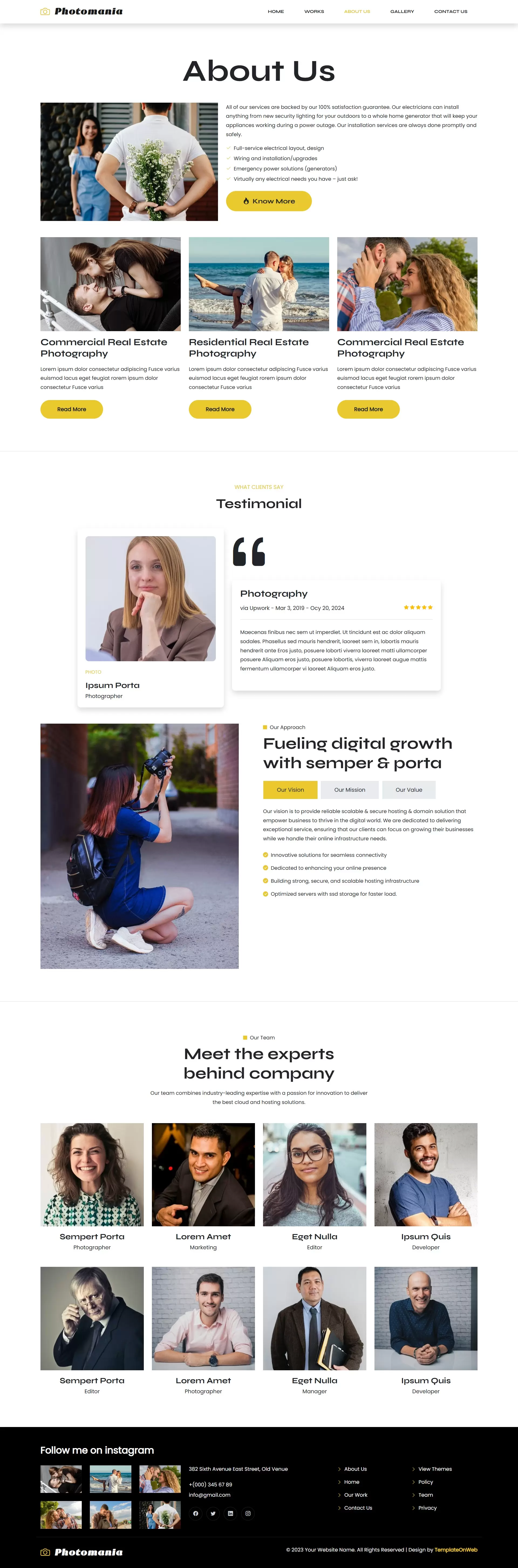 About Me / About Us – Introduction with bio and experience