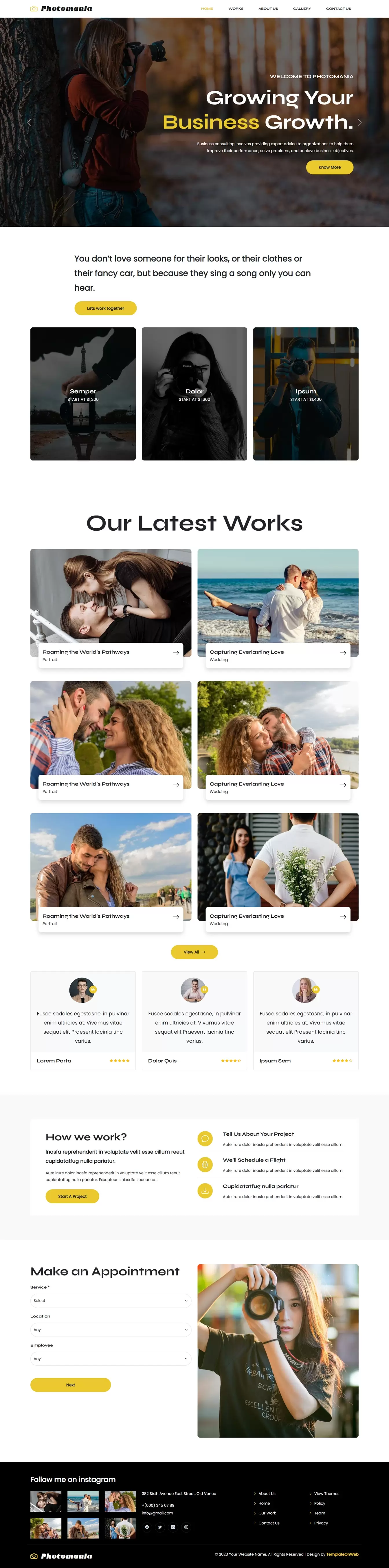 Home Page – Fullscreen hero banner or photo slideshow