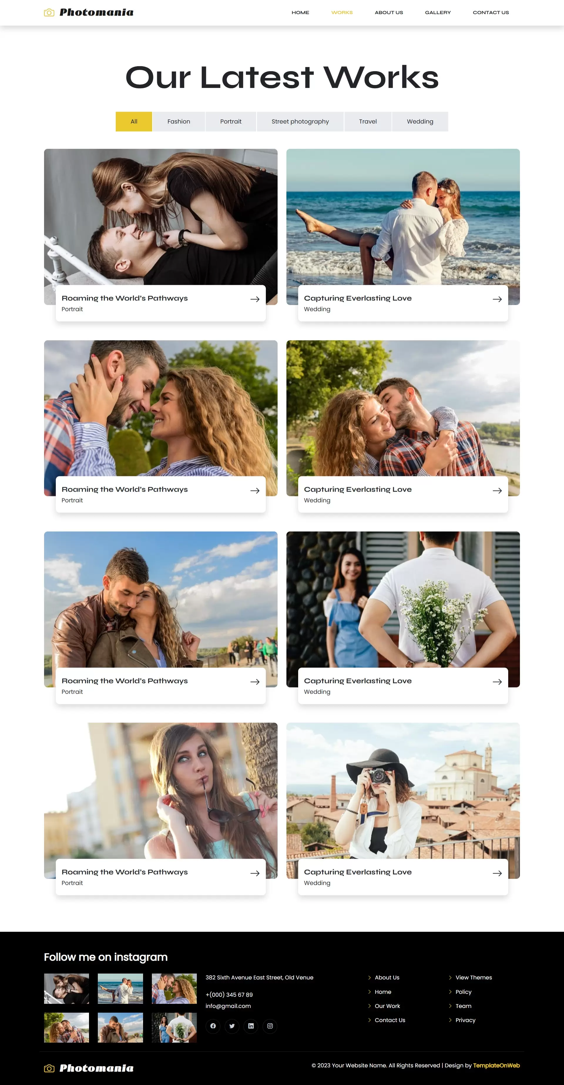 Portfolio / Gallery – Grid or masonry layout to display images